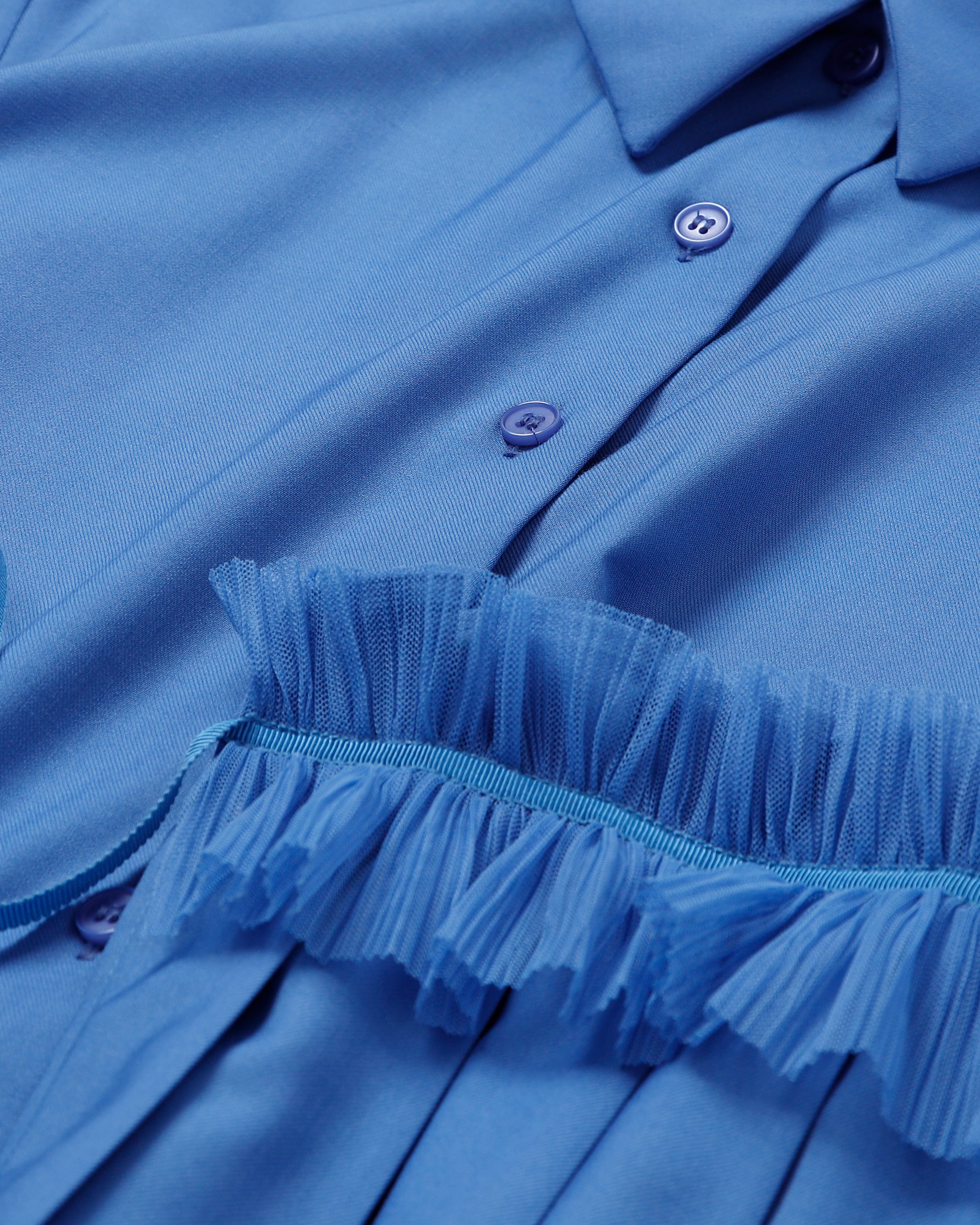 Asymmetry pleats shirt (blue)