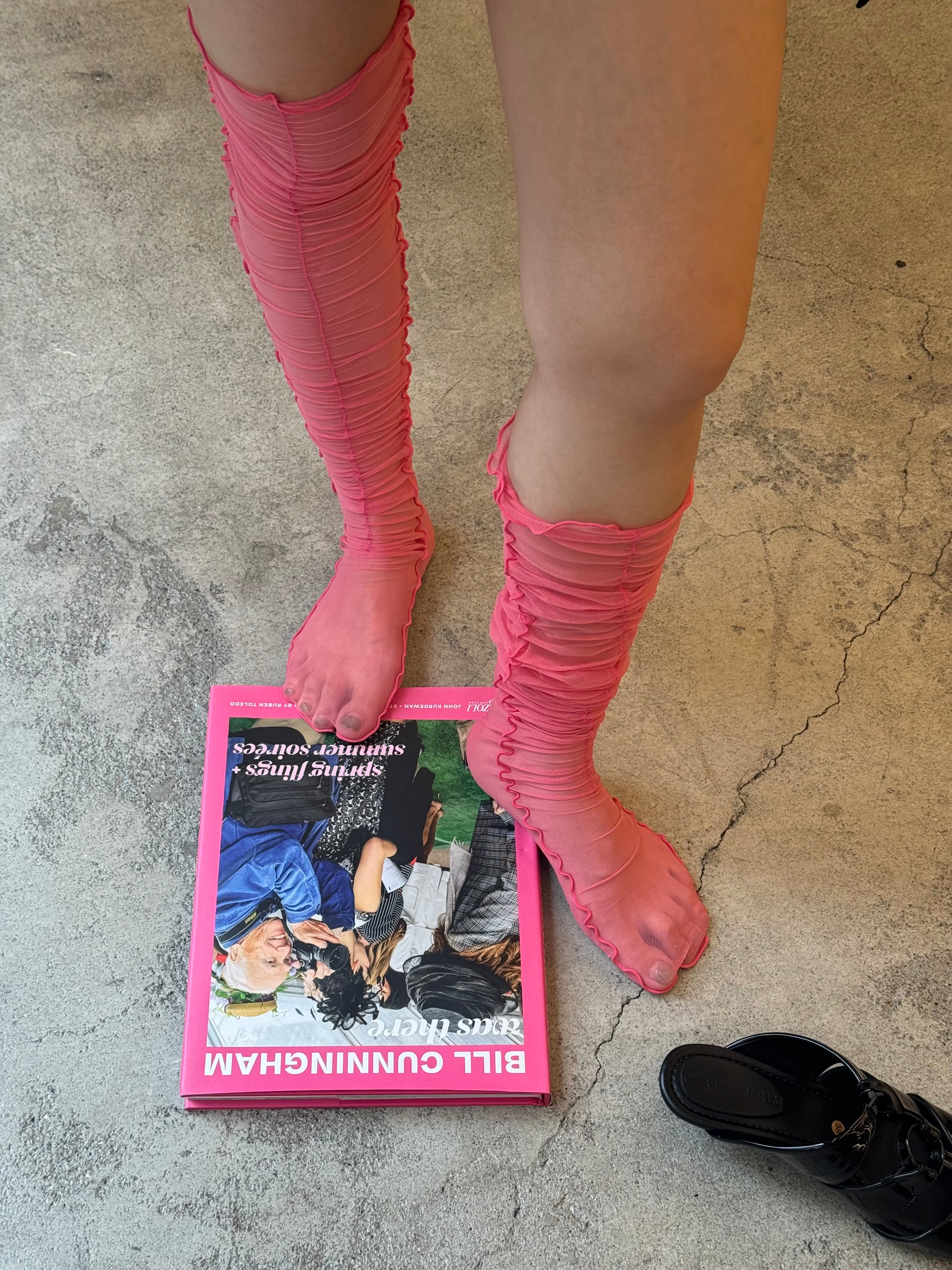 Shirring sheer socks (pink)