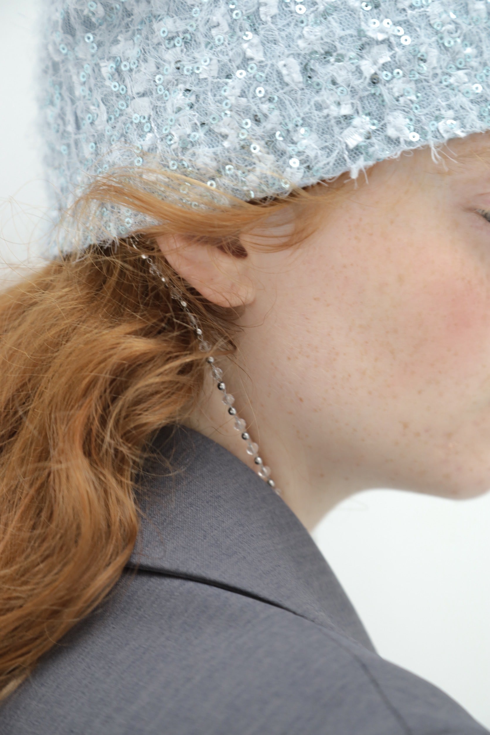 spangle shaggy beanie (ice blue)