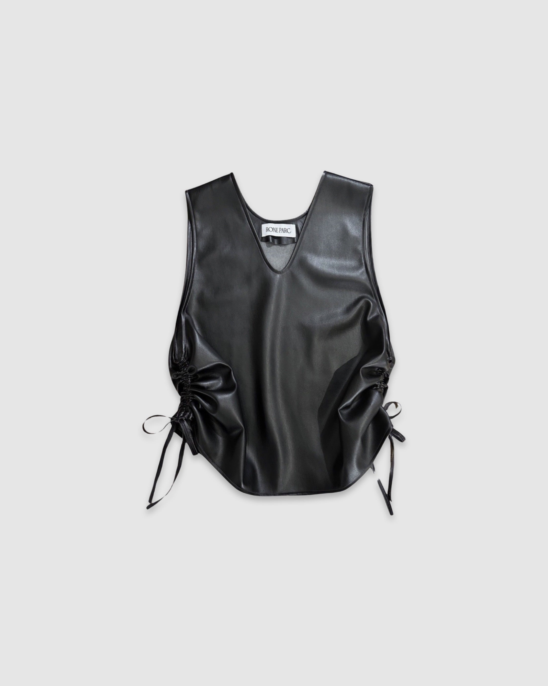 Shirring leather vest