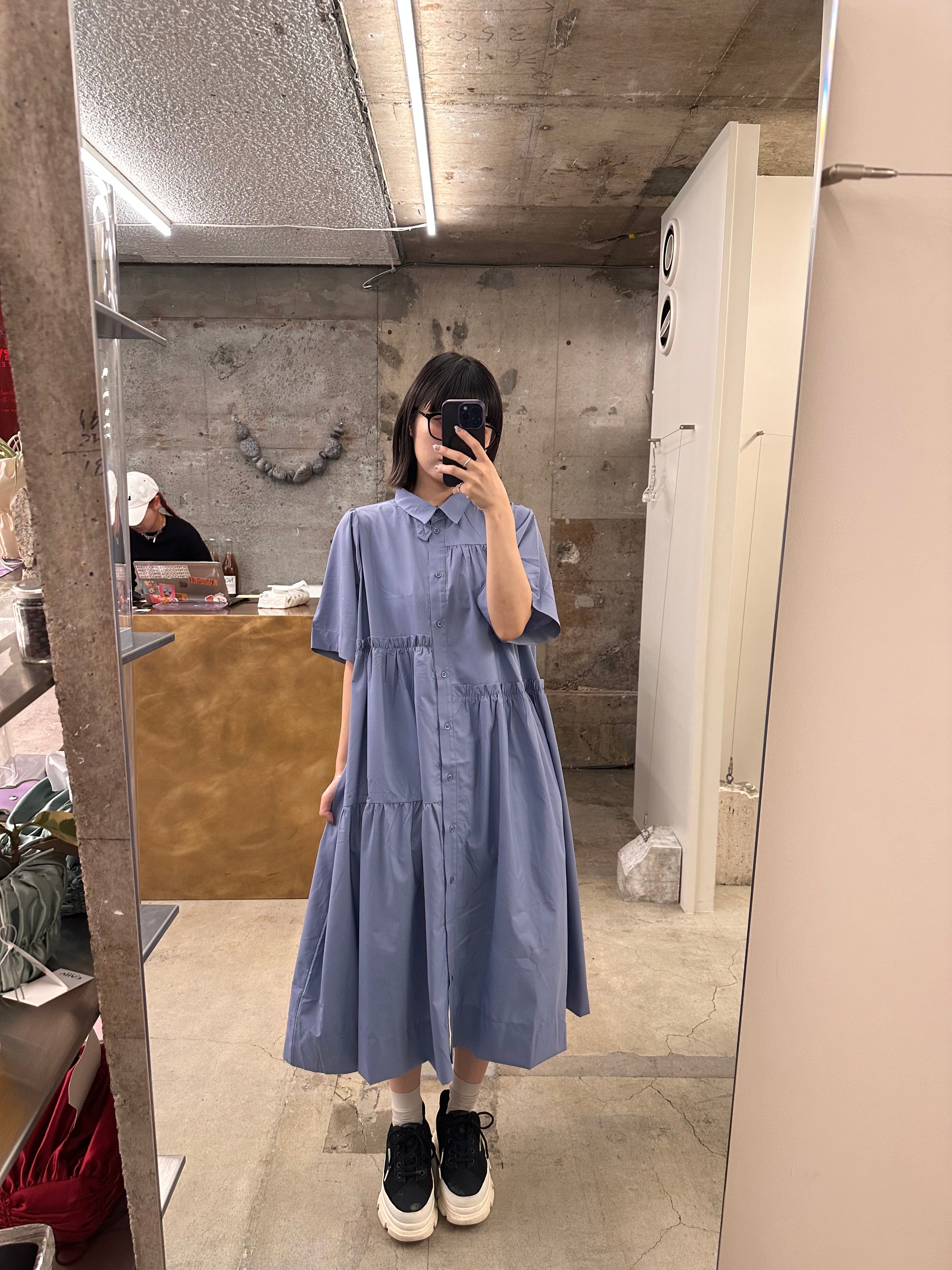 Tiered shirt dress (blue)