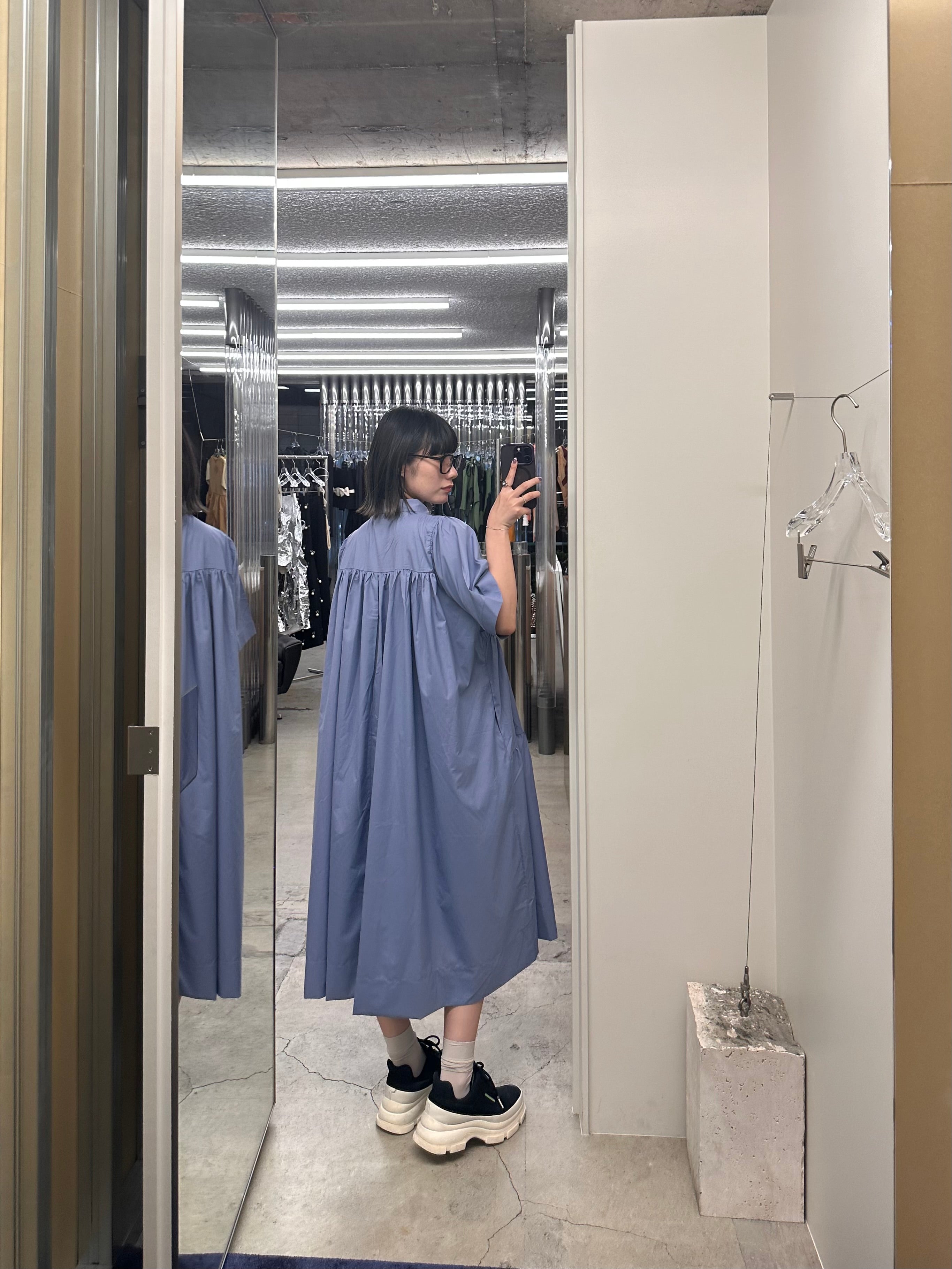 Tiered shirt dress (blue)