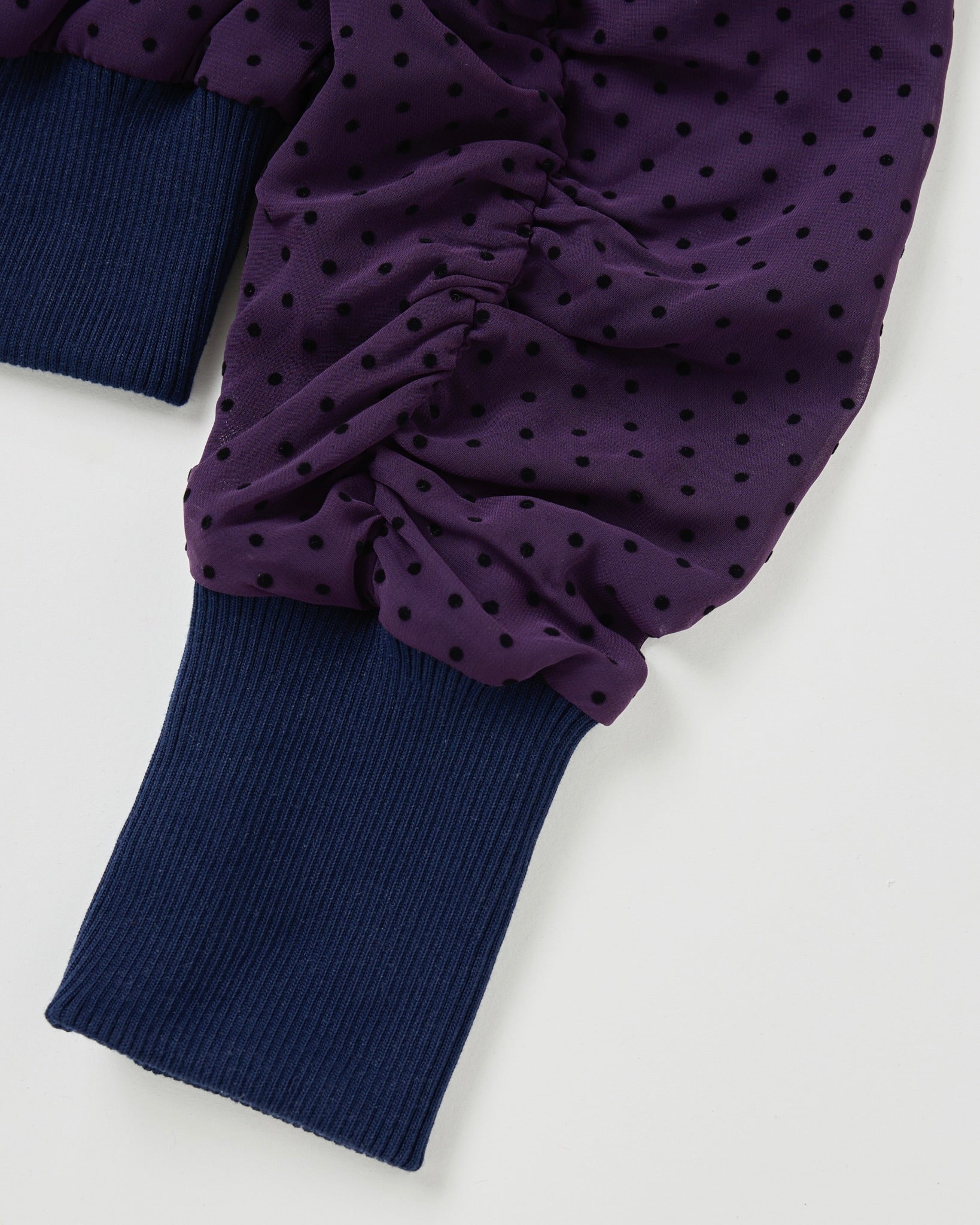 Polka dot gather cardigan  (purple)