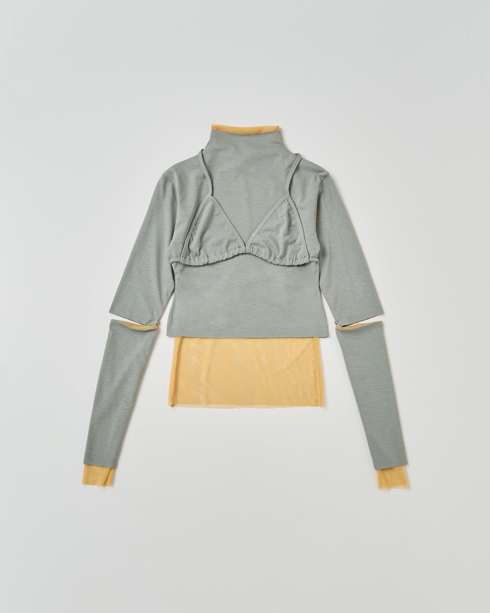 Multiway turtleneck top (khaki×yellow)