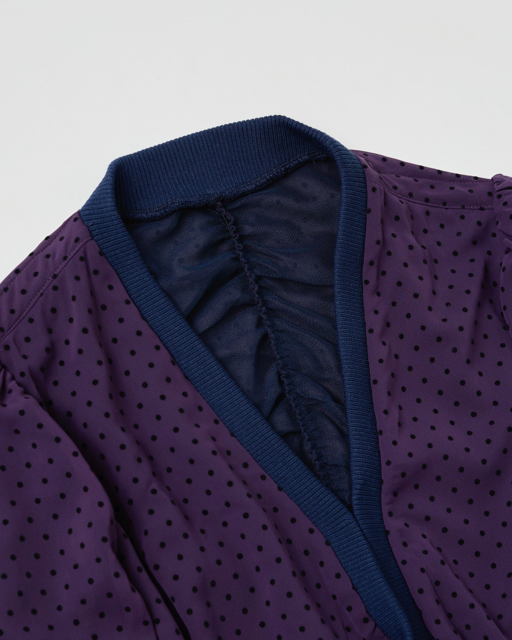 Polka dot gather cardigan  (purple)