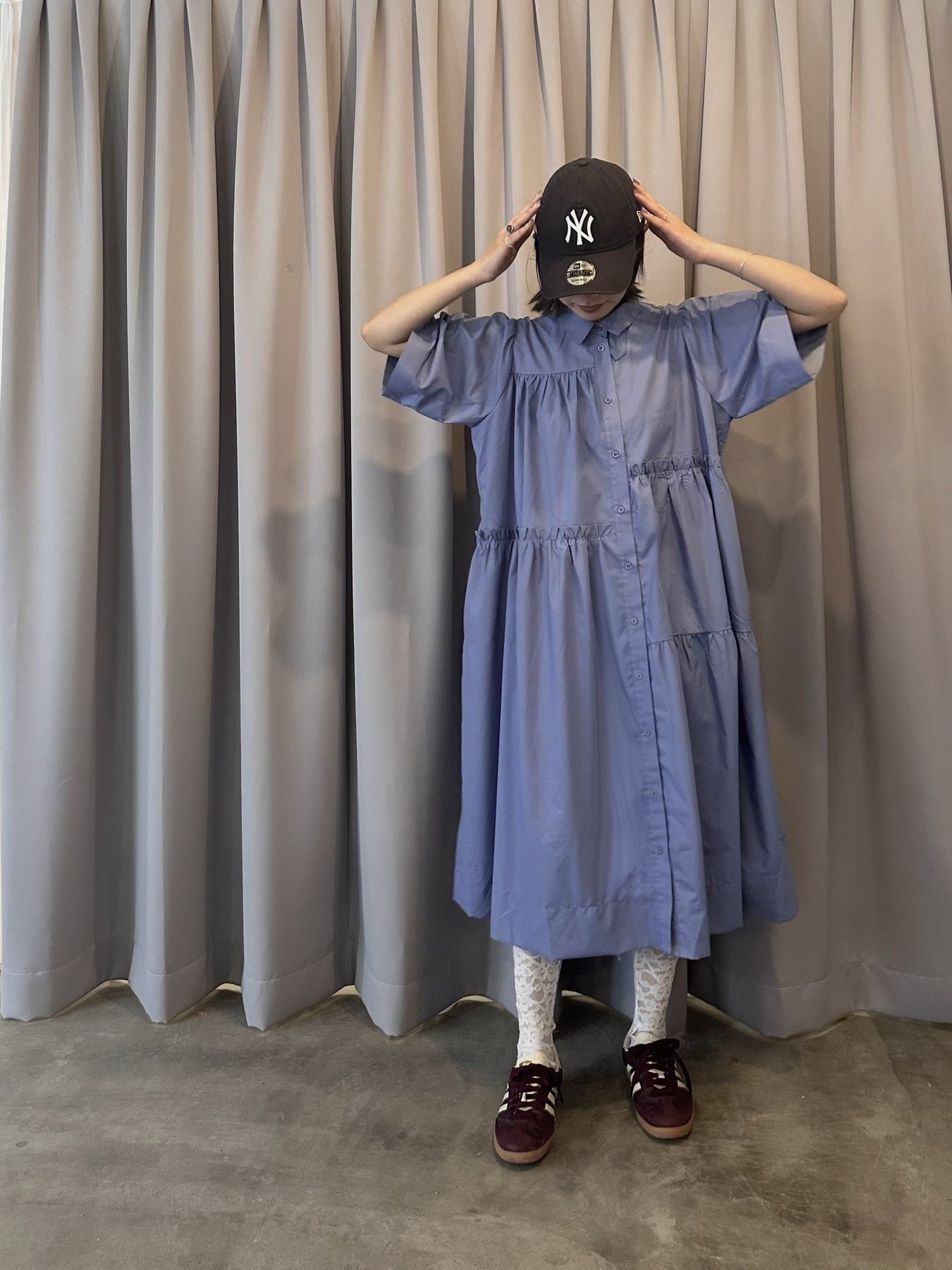 Tiered shirt dress (blue)