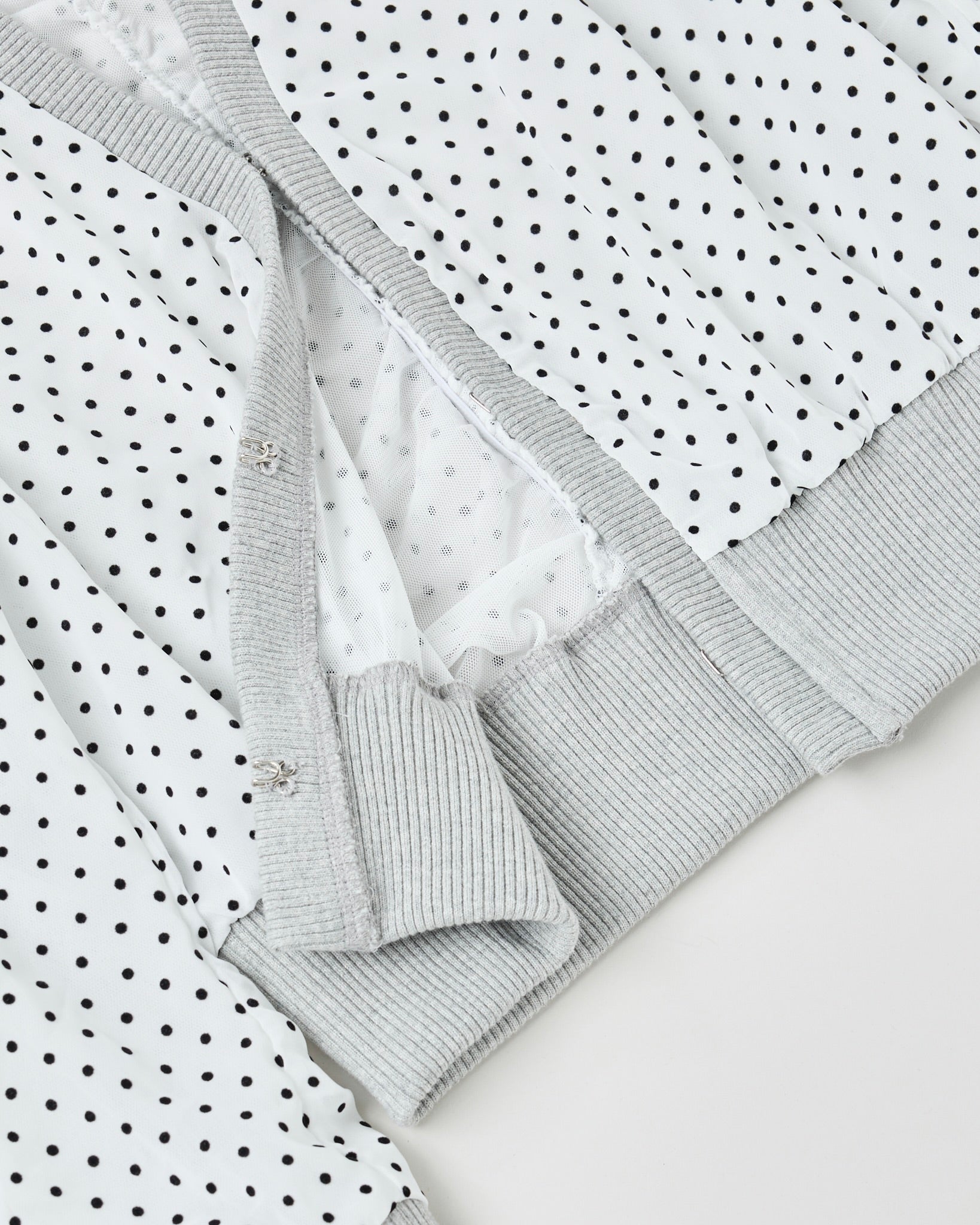 Polka dot gather cardigan (white)