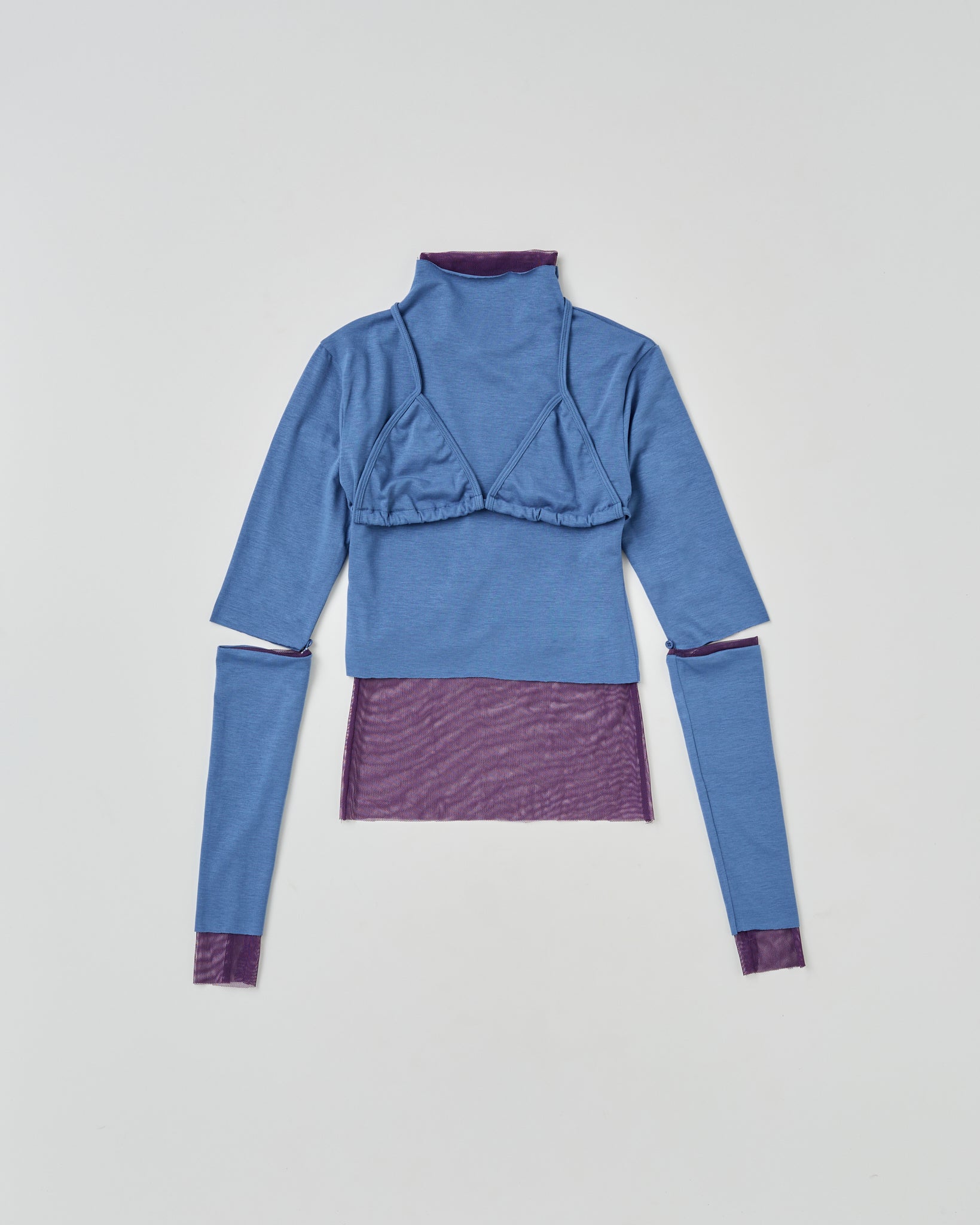 Multiway turtleneck top (blue×purple)