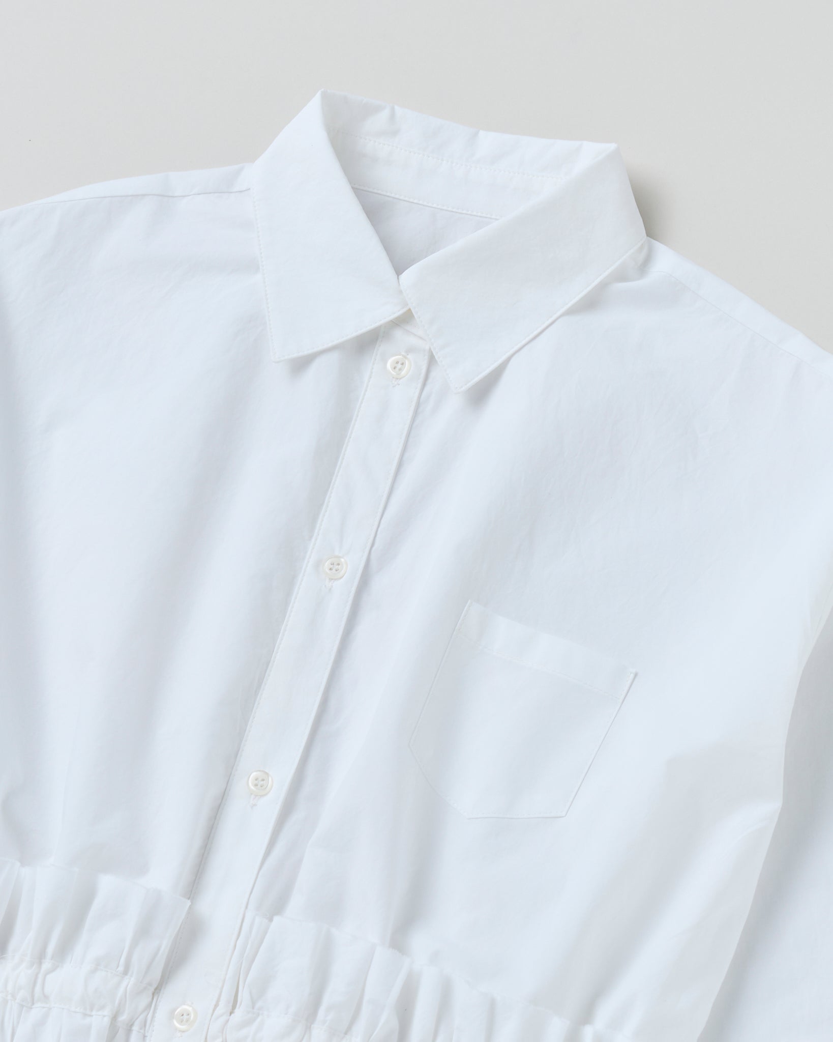 Drawstring frill waist shirt (white)