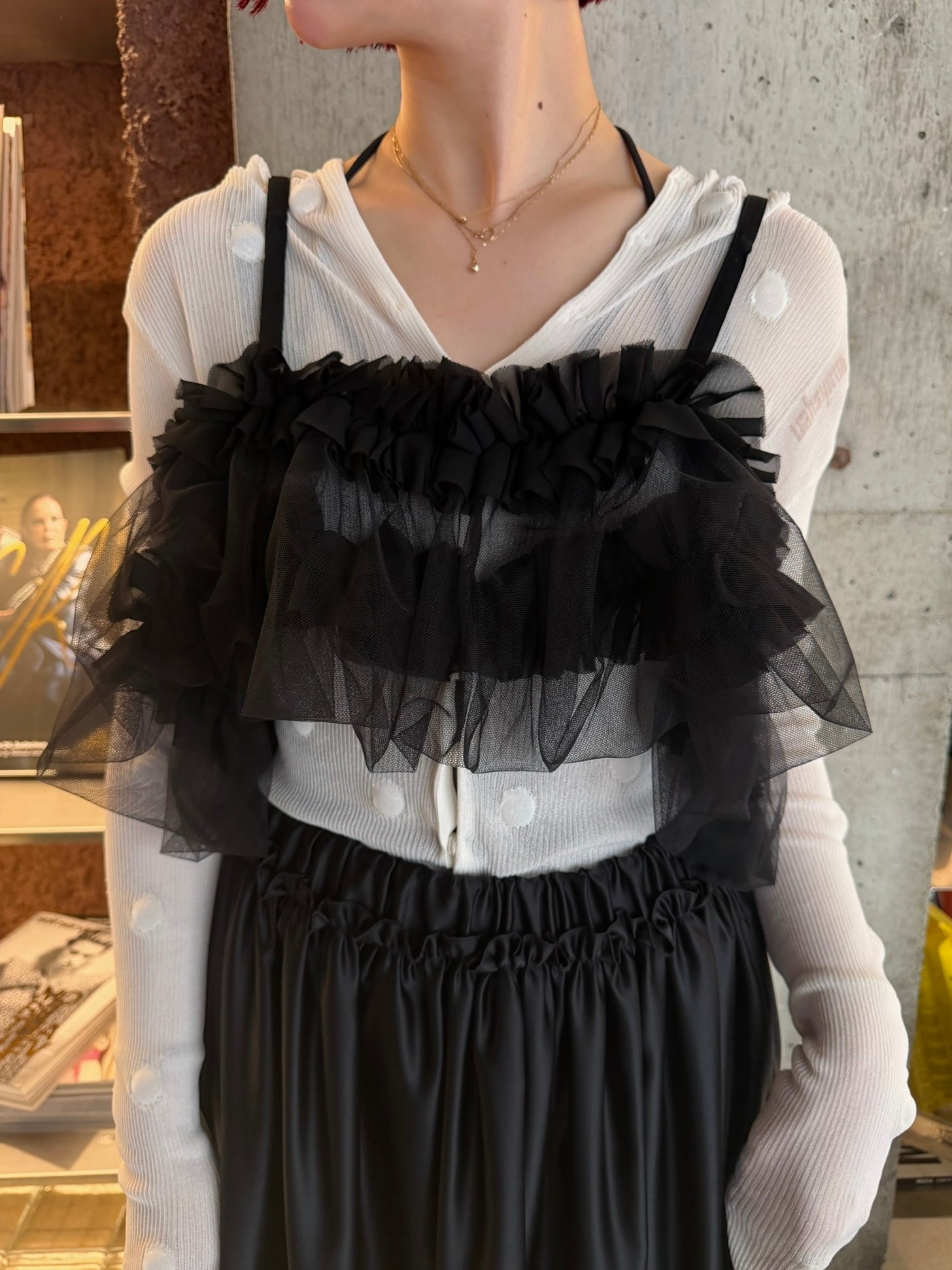 Tulle Camisole Bustier(Black)