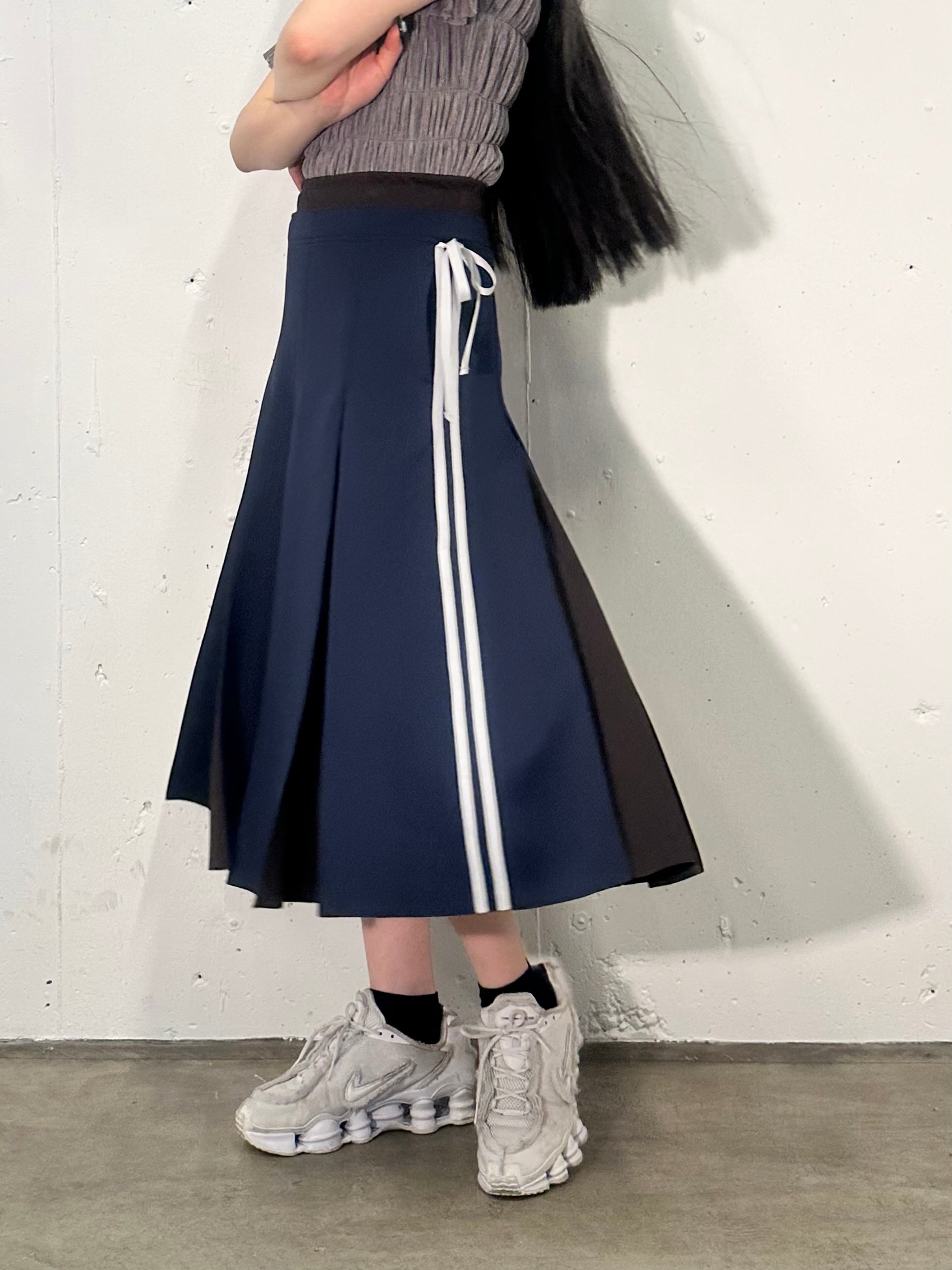 Layered waist jersey skirt (navy)