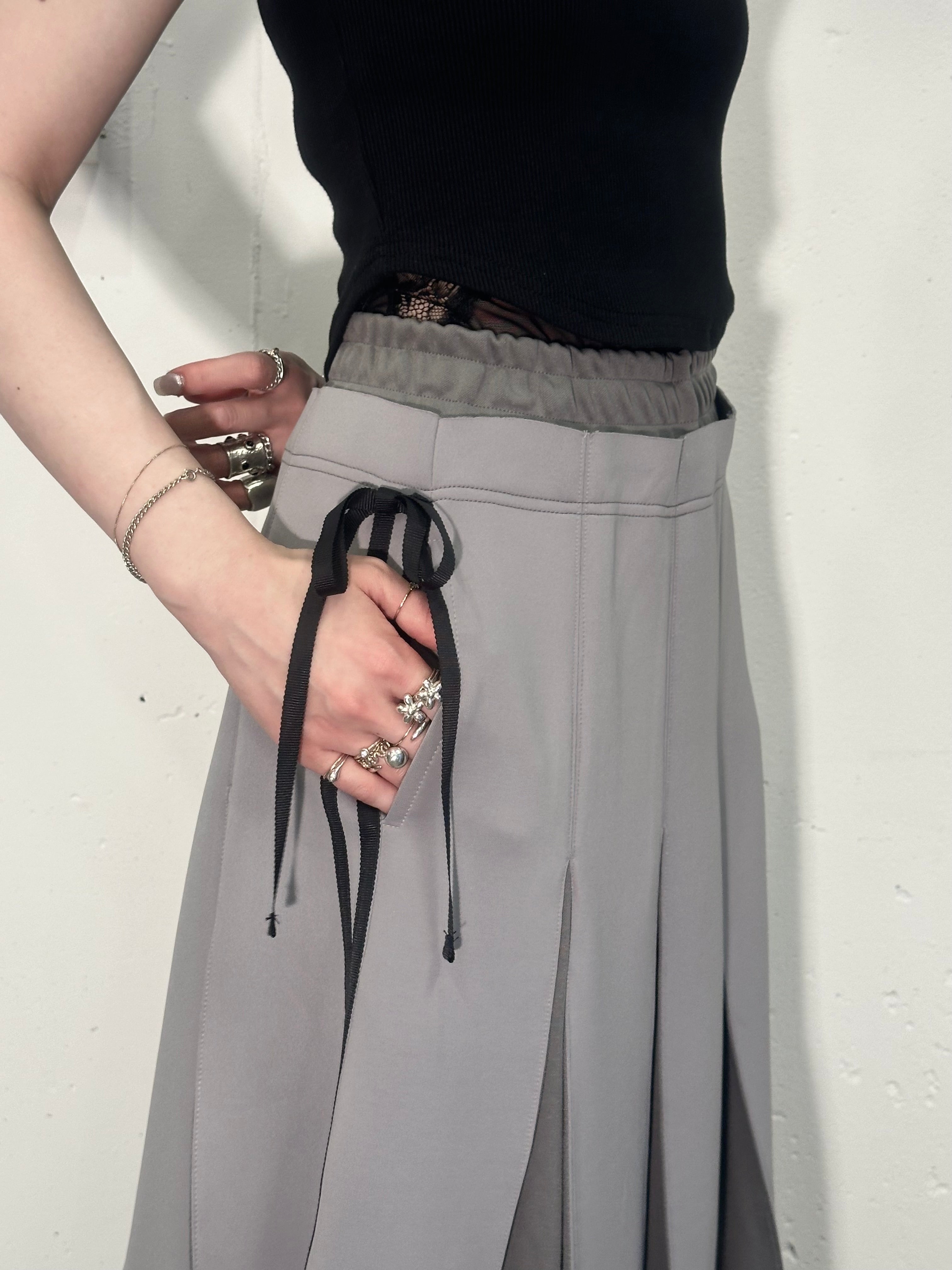 Layered waist jersey skirt (gray)