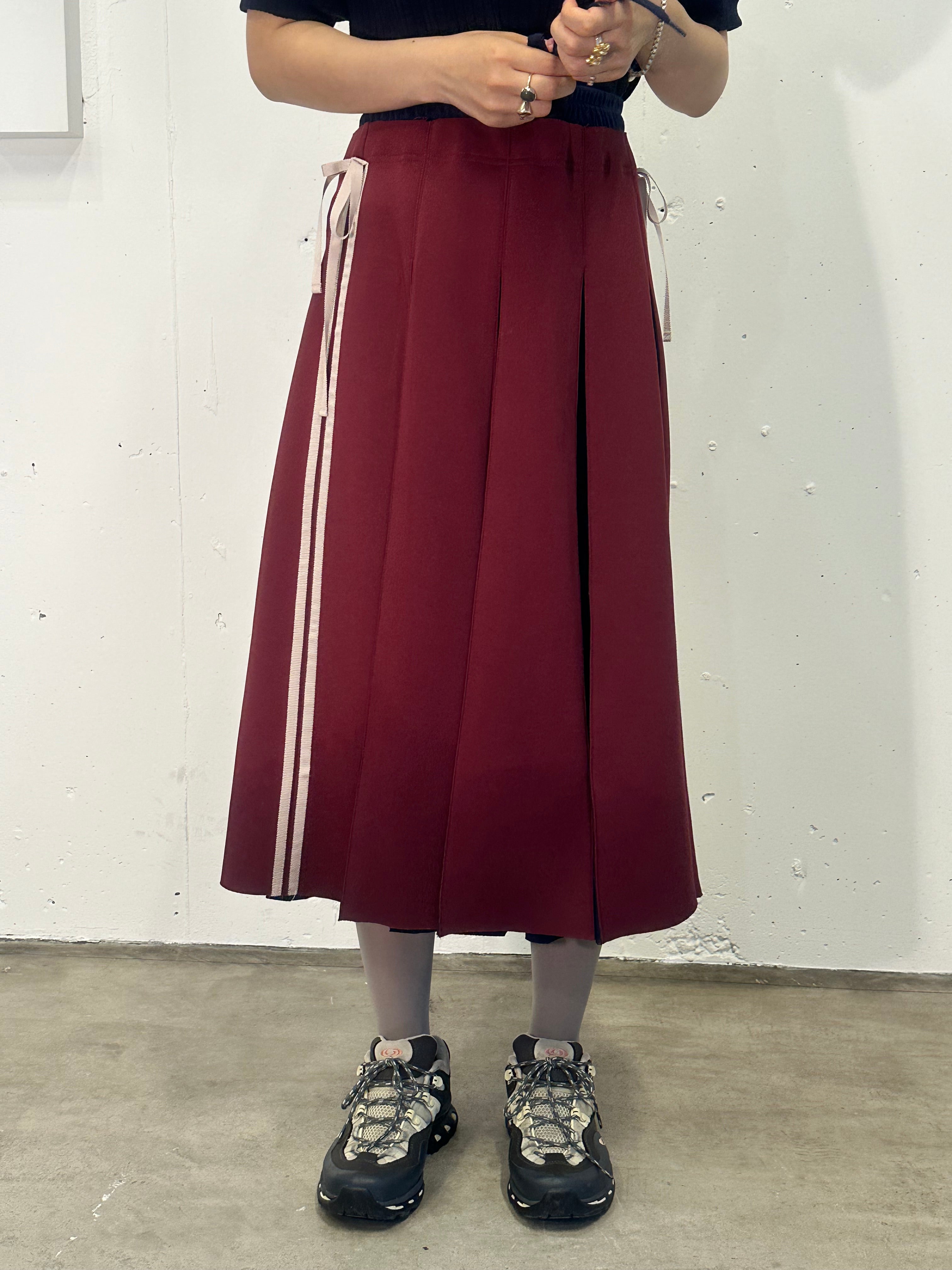 Layered waist jersey skirt (red)