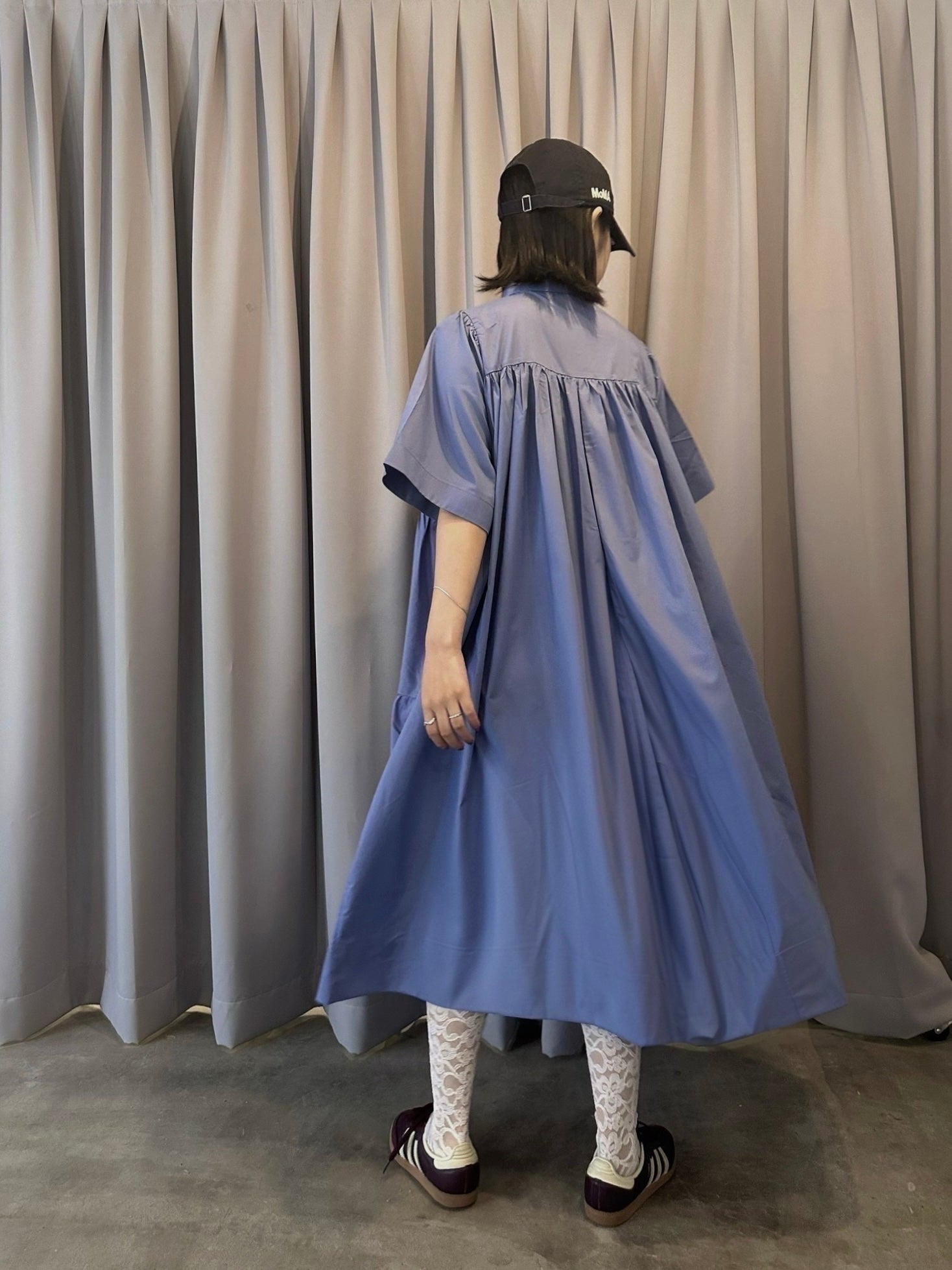 Tiered shirt dress (blue)