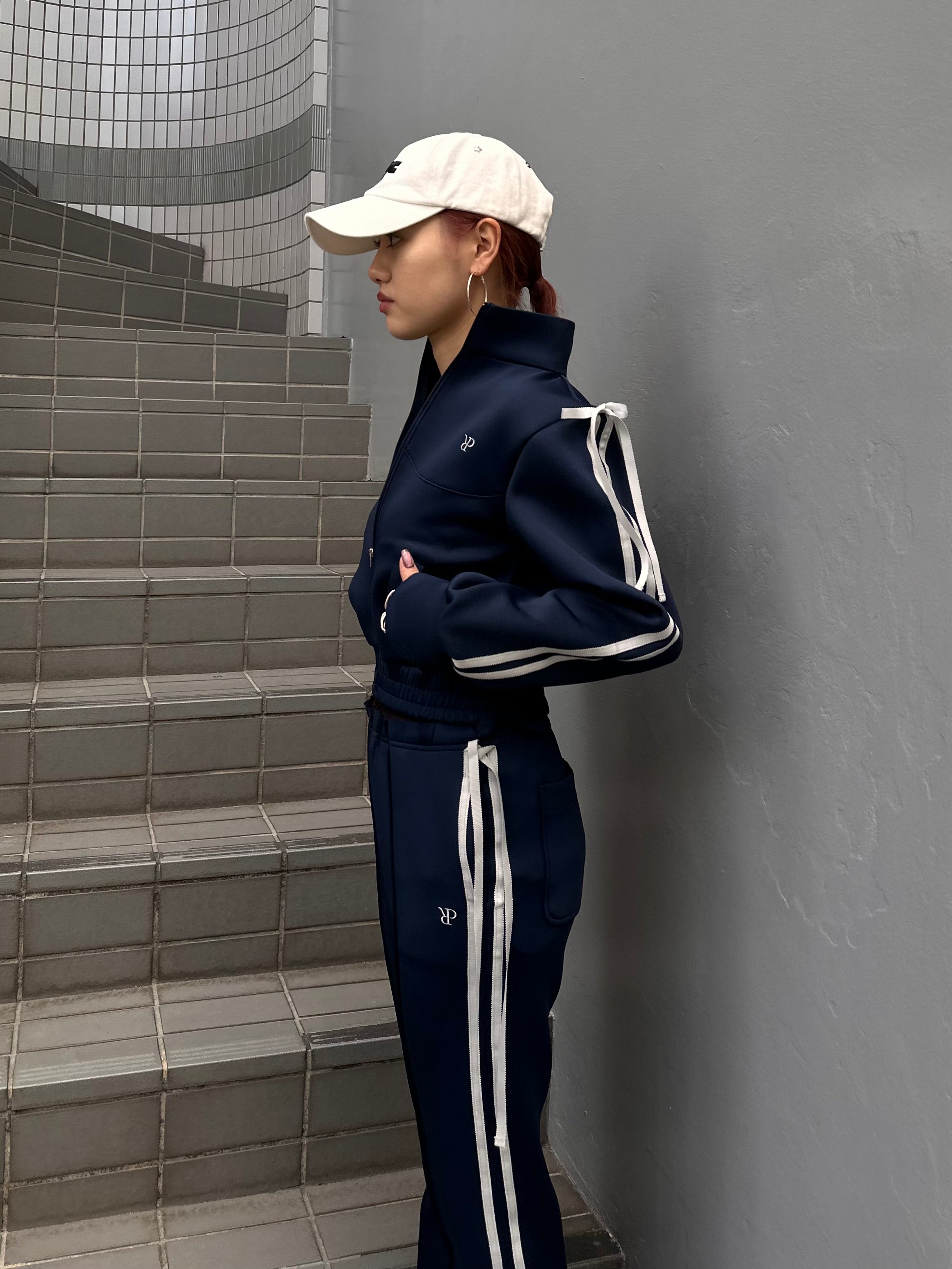 Ribbon track jacket (navy)