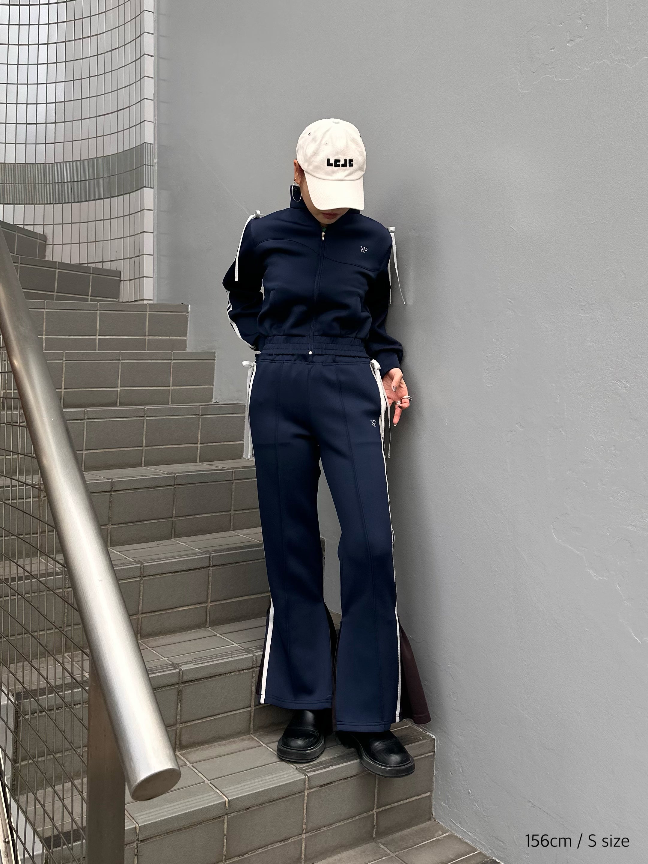 Ribbon track pants (navy)