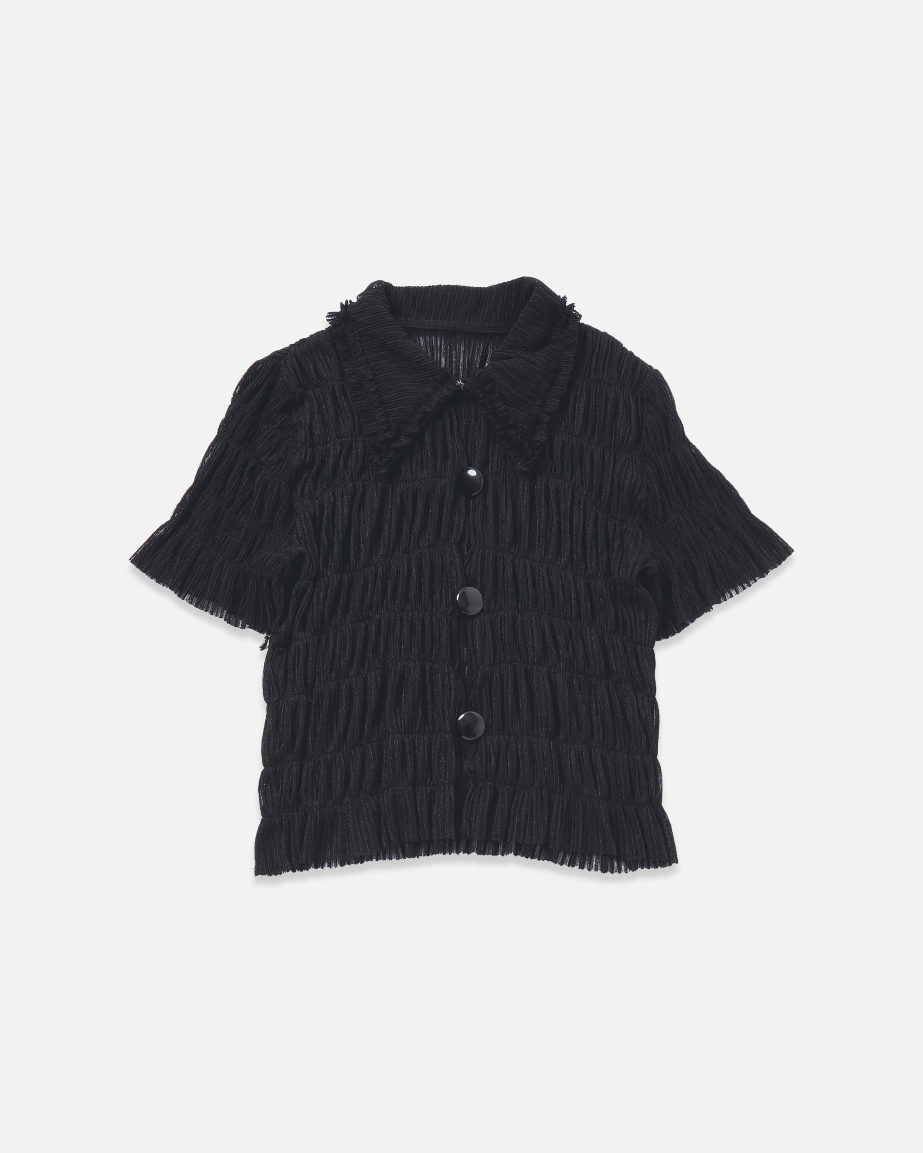 Shirring sheer shirt (black)