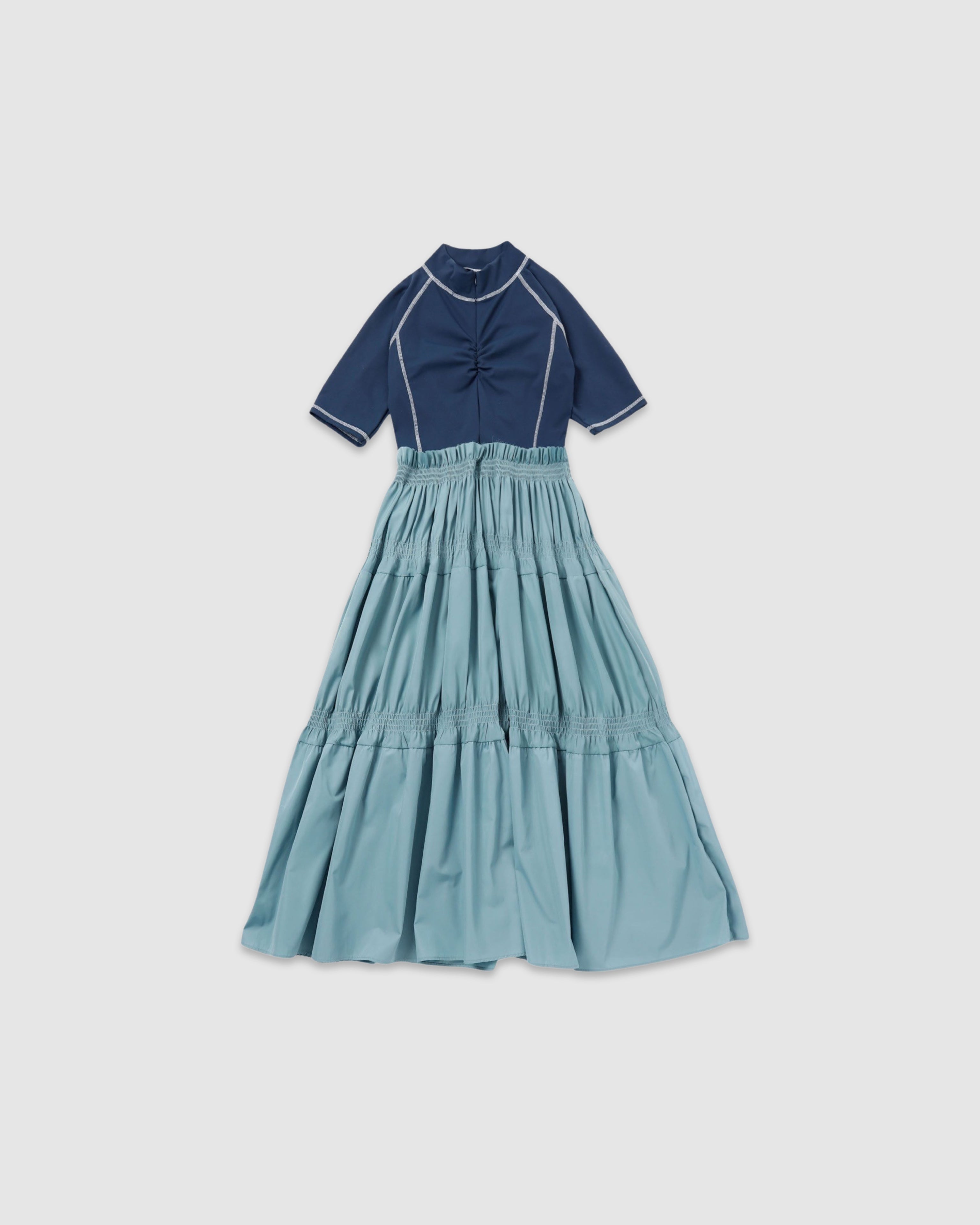 Scuba top tiered dress (navy-blue)