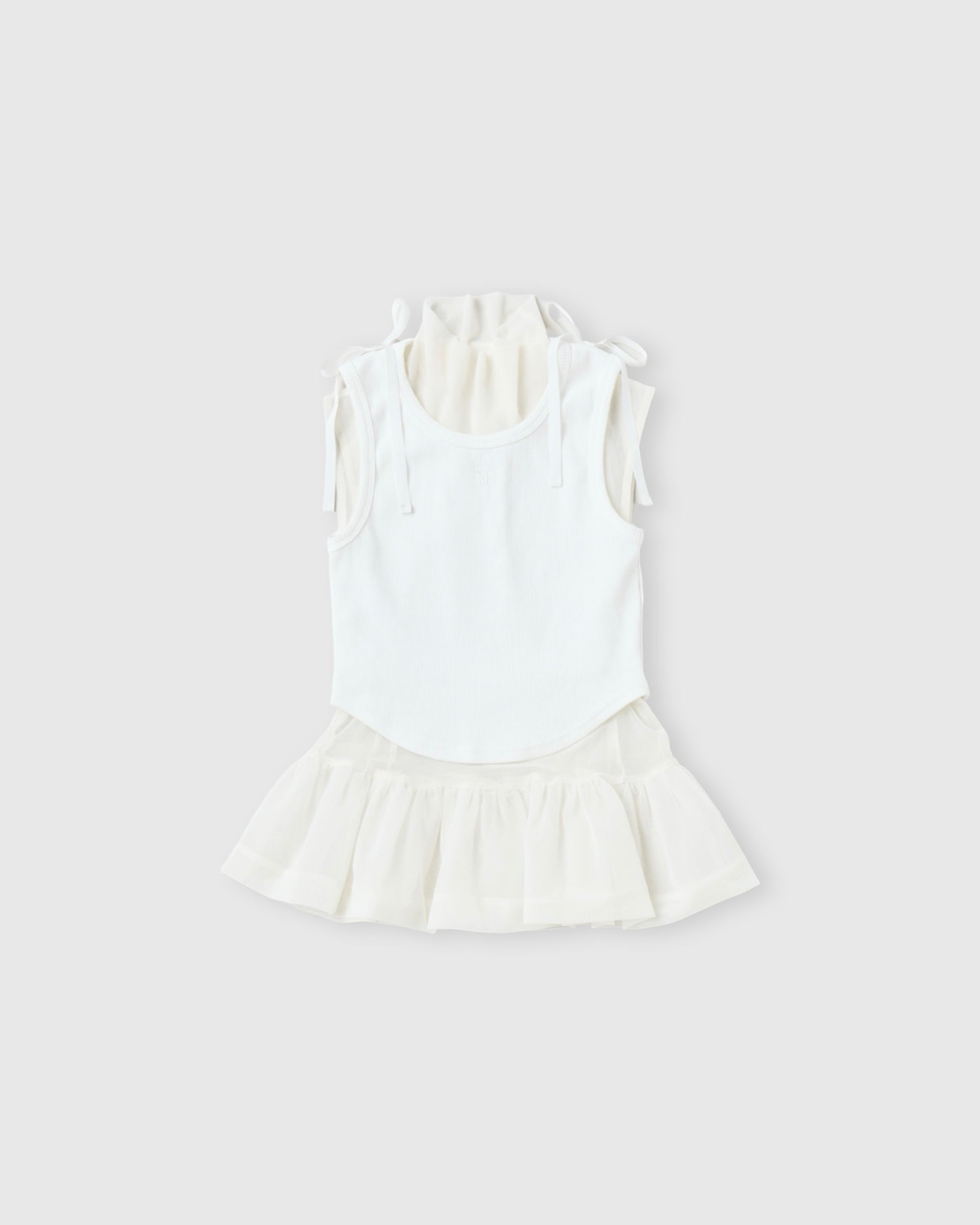 Peplum layered tank top (white)