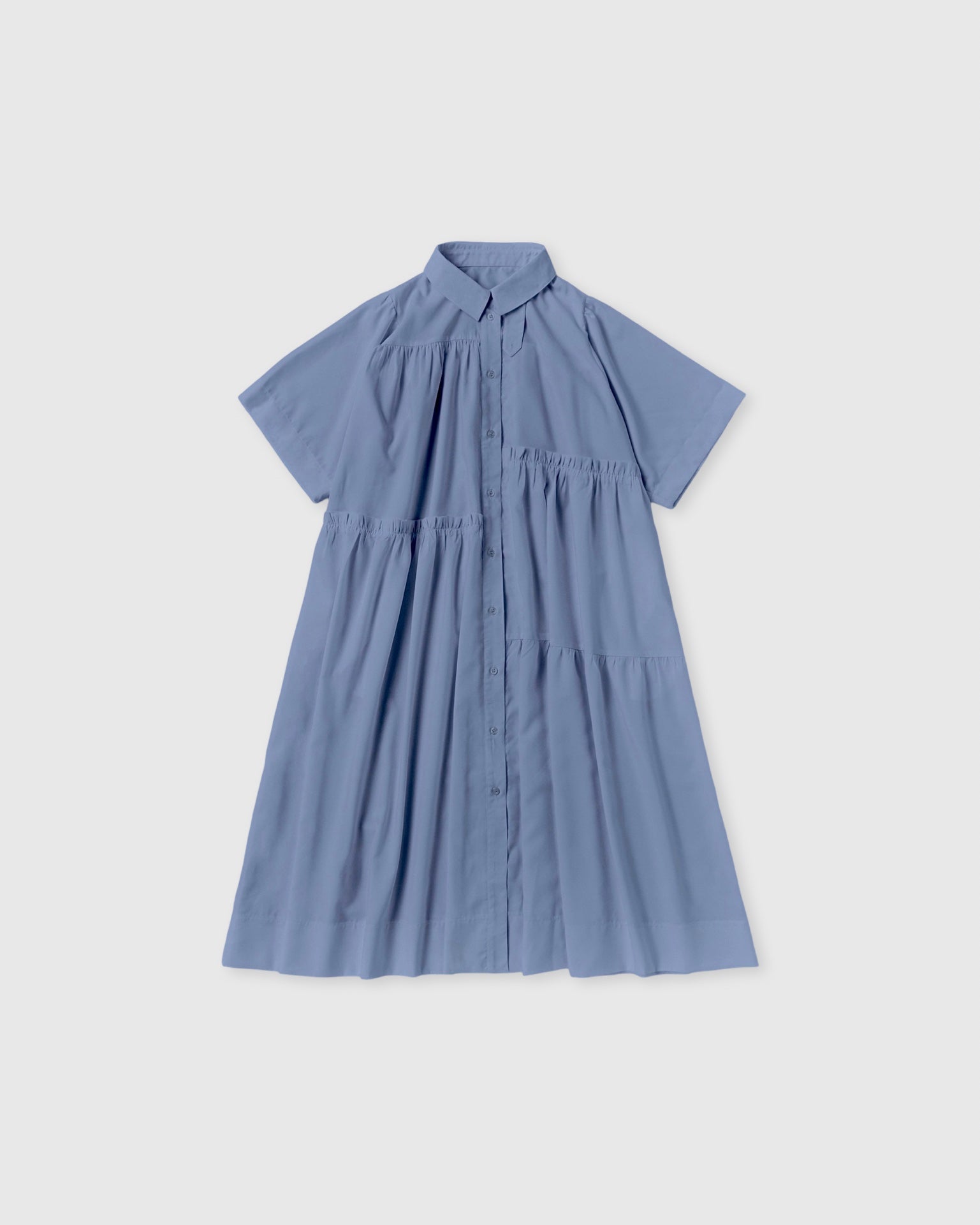 Tiered shirt dress (blue)