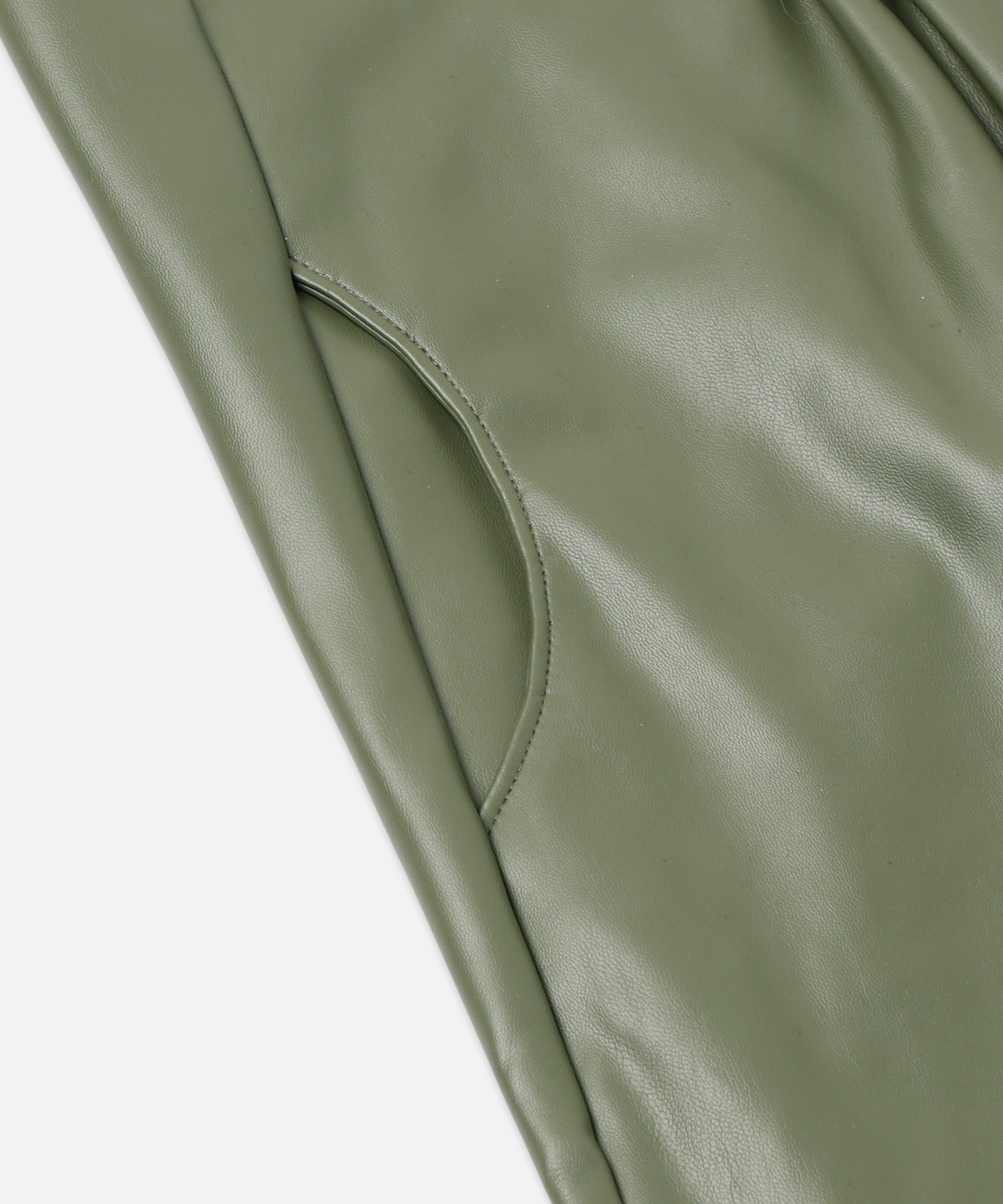 Curve leather pants (khaki)