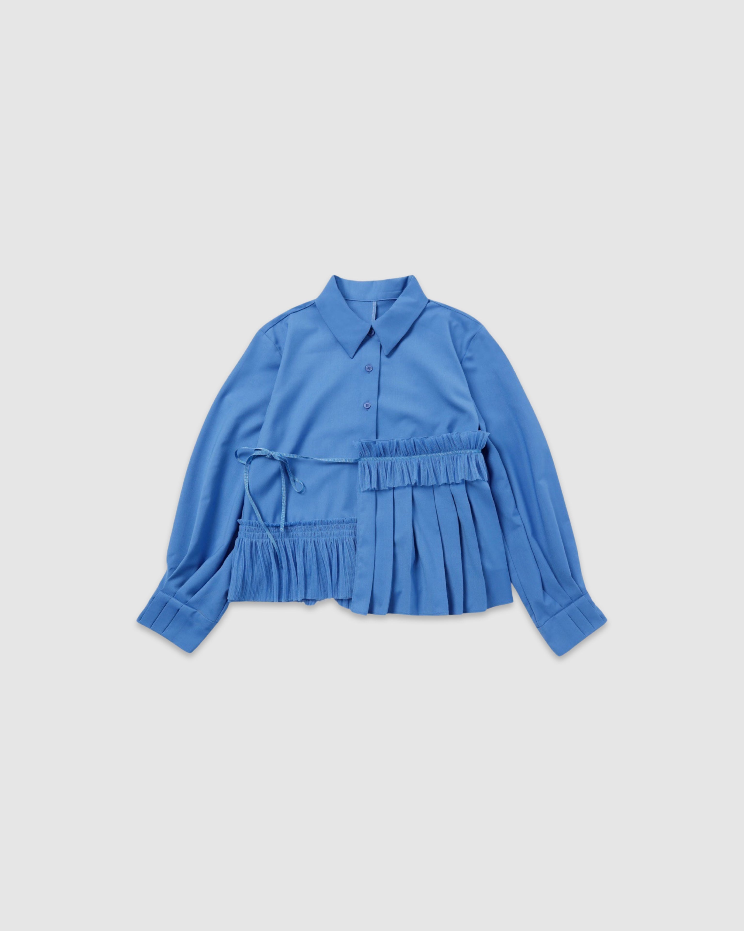 Asymmetry pleats shirt (blue)