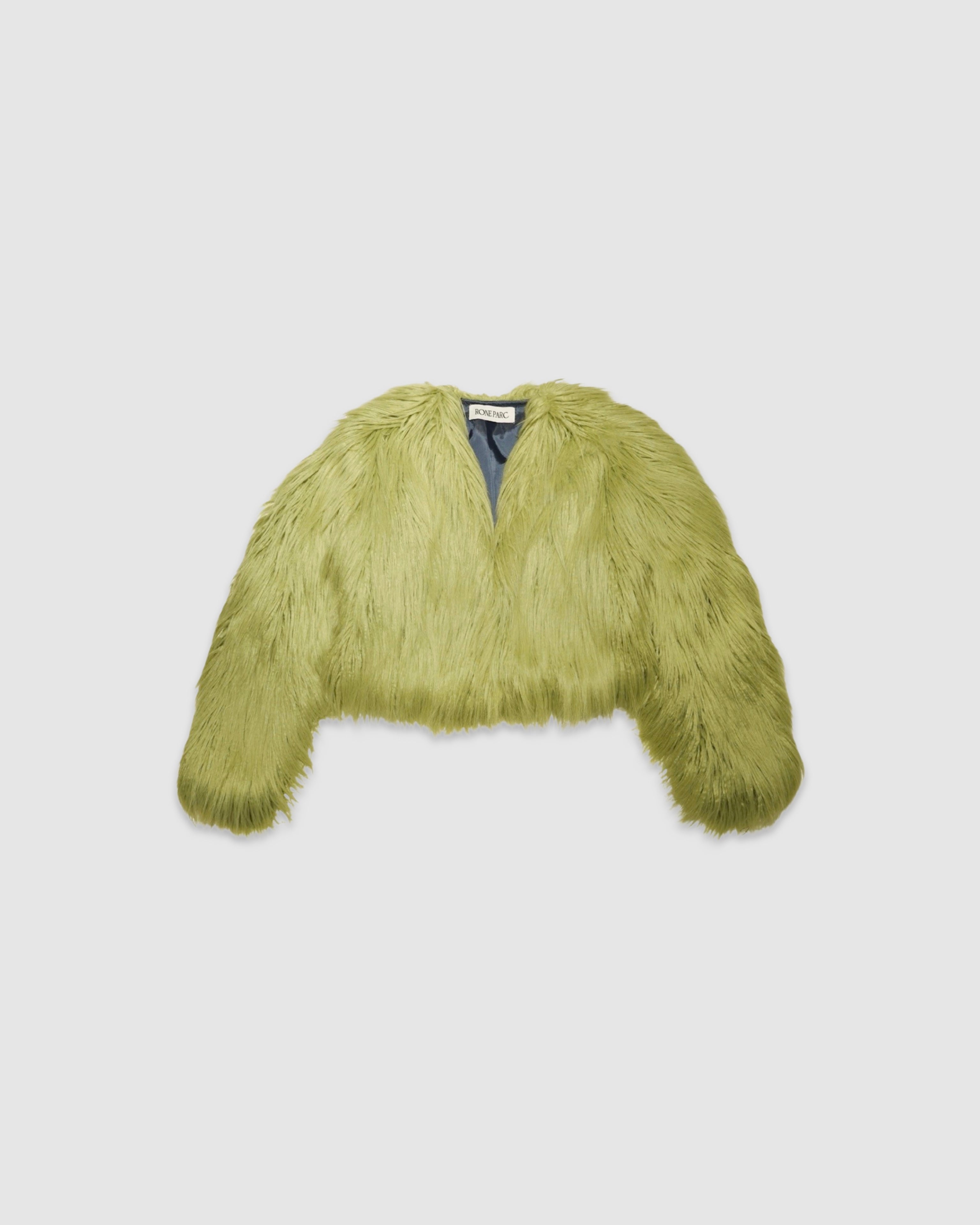 Faux fur short jacket ( lime yellow )