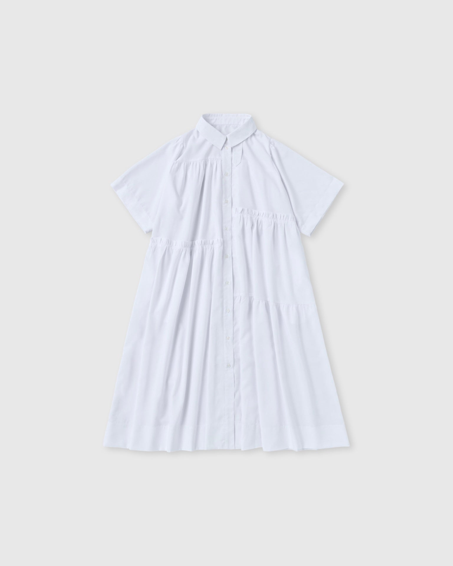 Tiered shirt dress (white)