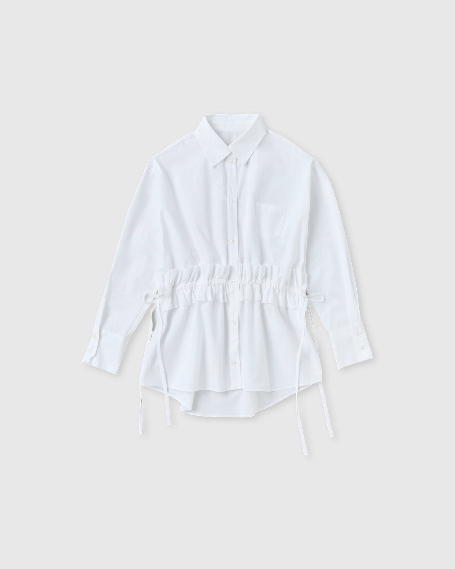 Drawstring frill waist shirt (white)