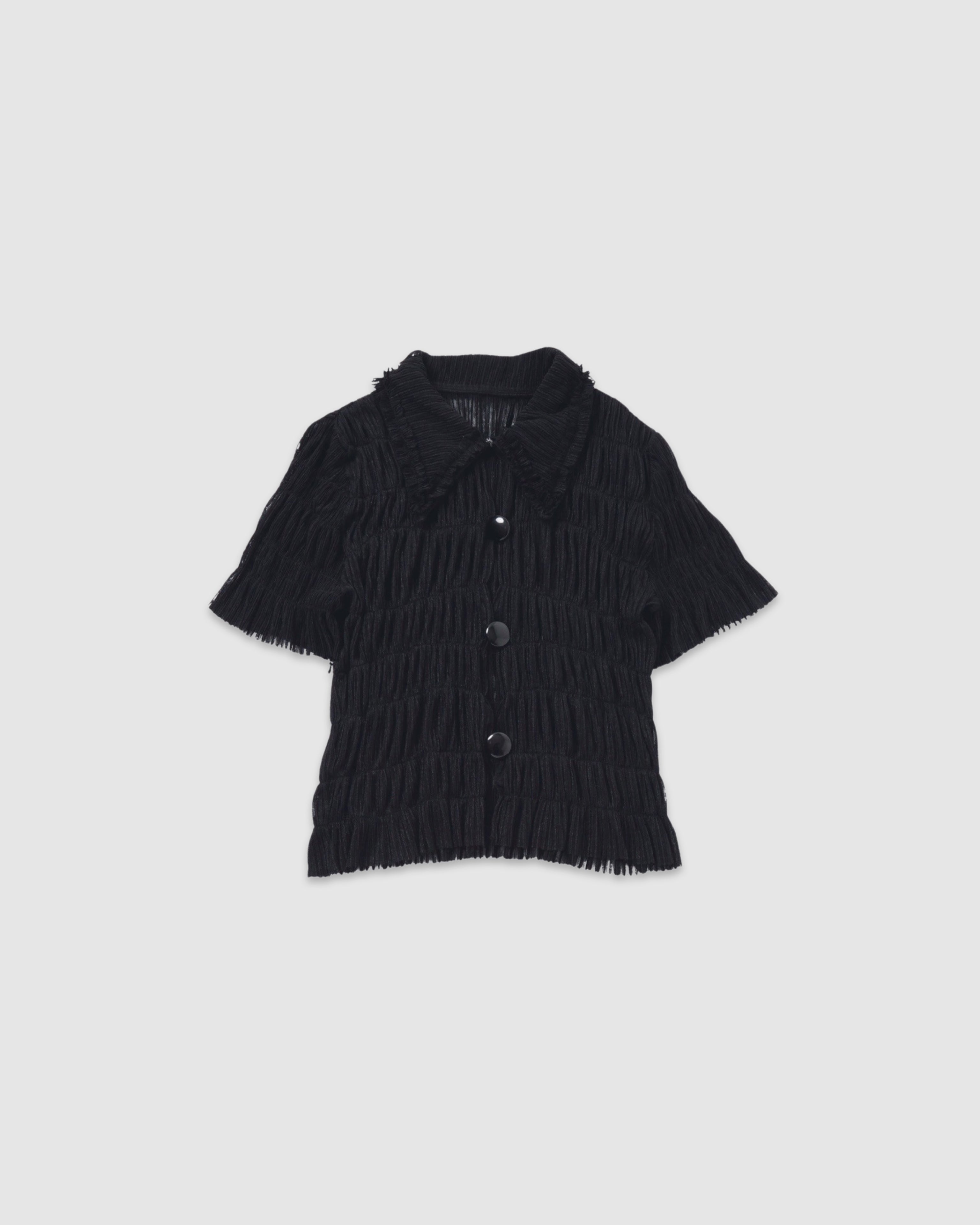 Shirring sheer shirt (black)