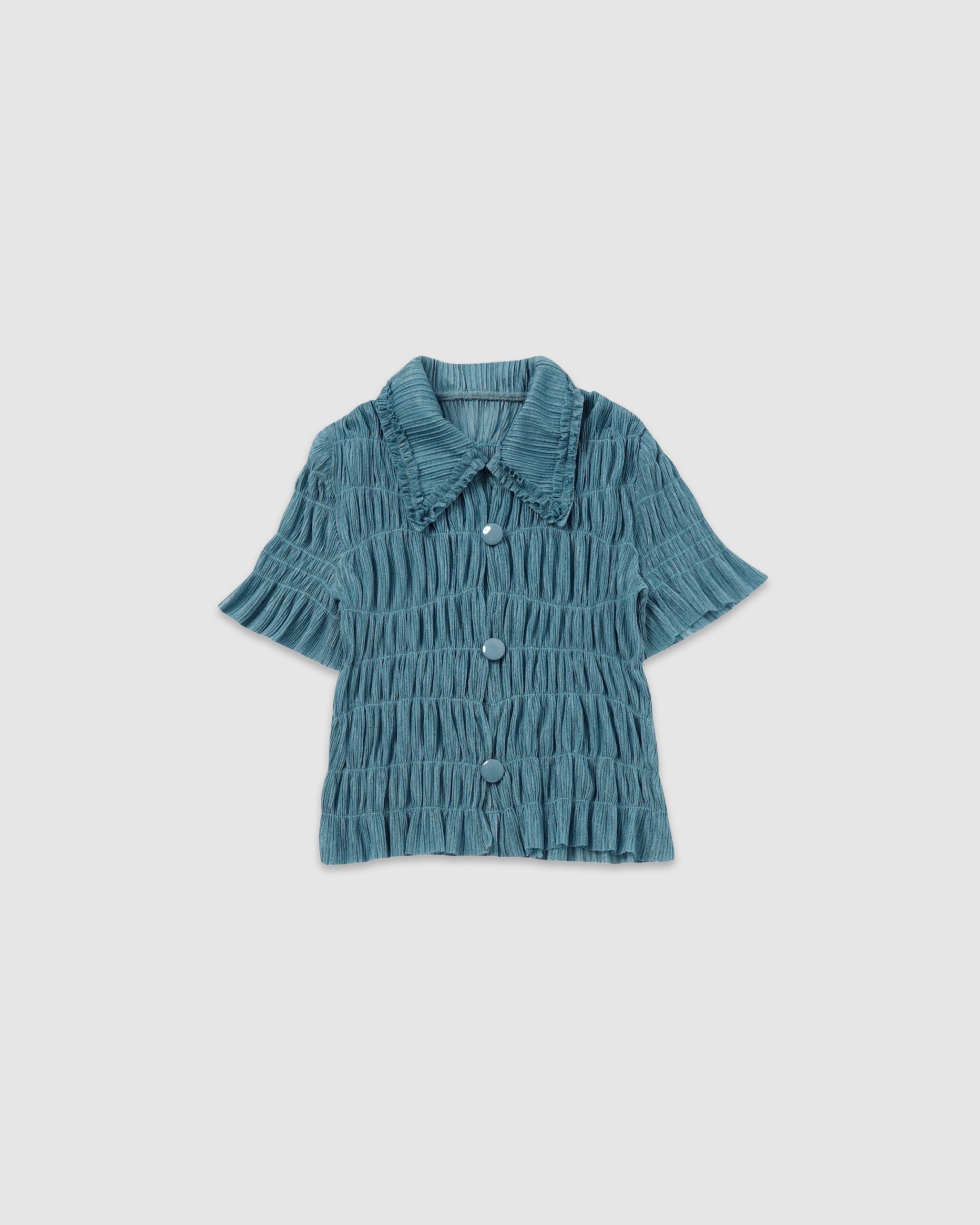 Shirring sheer shirt (turquoise)