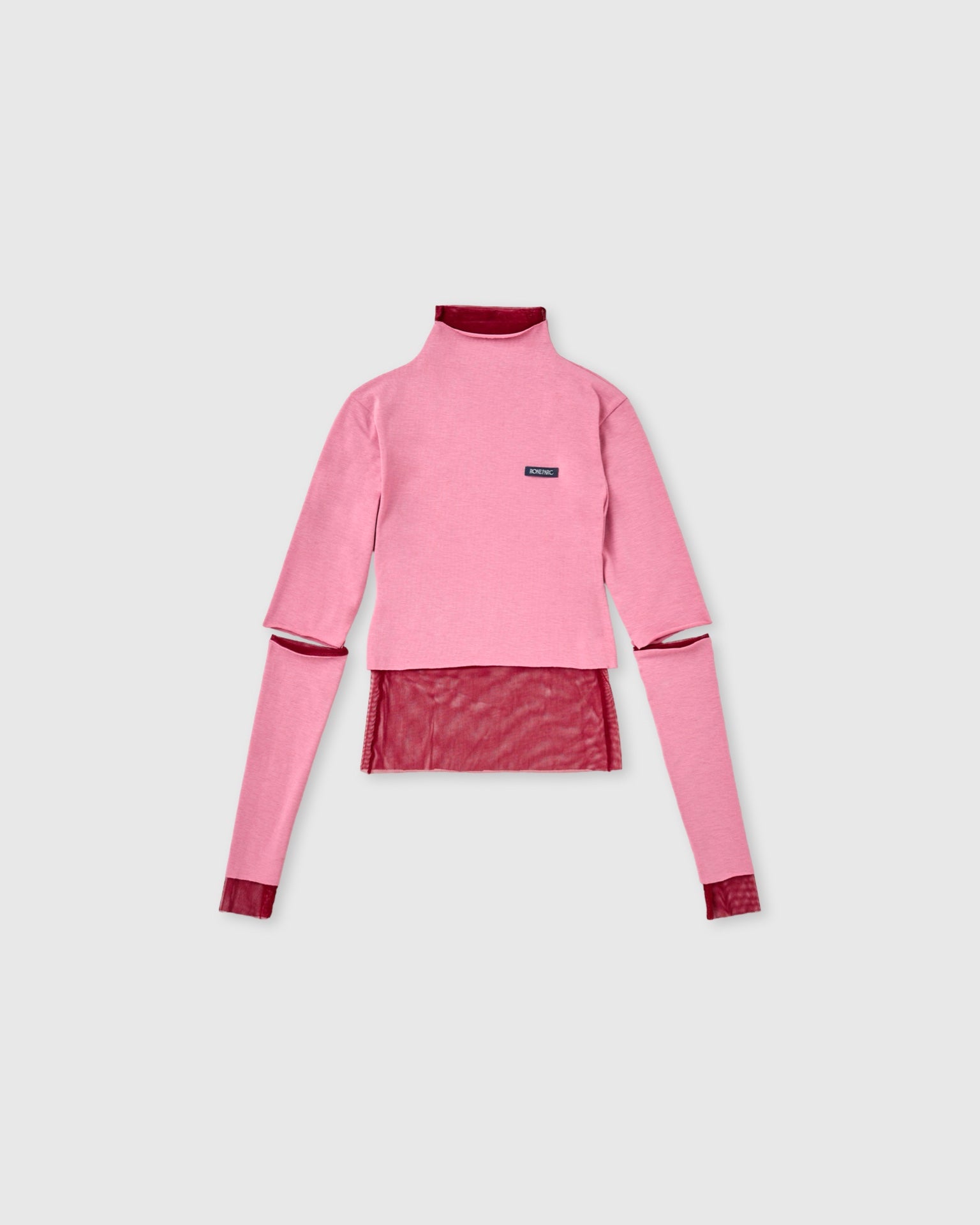 Multiway turtleneck top (pink×red)