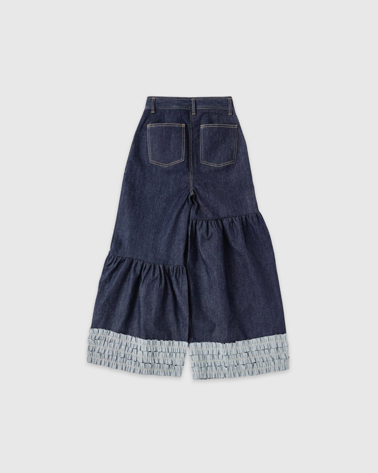 Hem frill wide flare denim (navy)