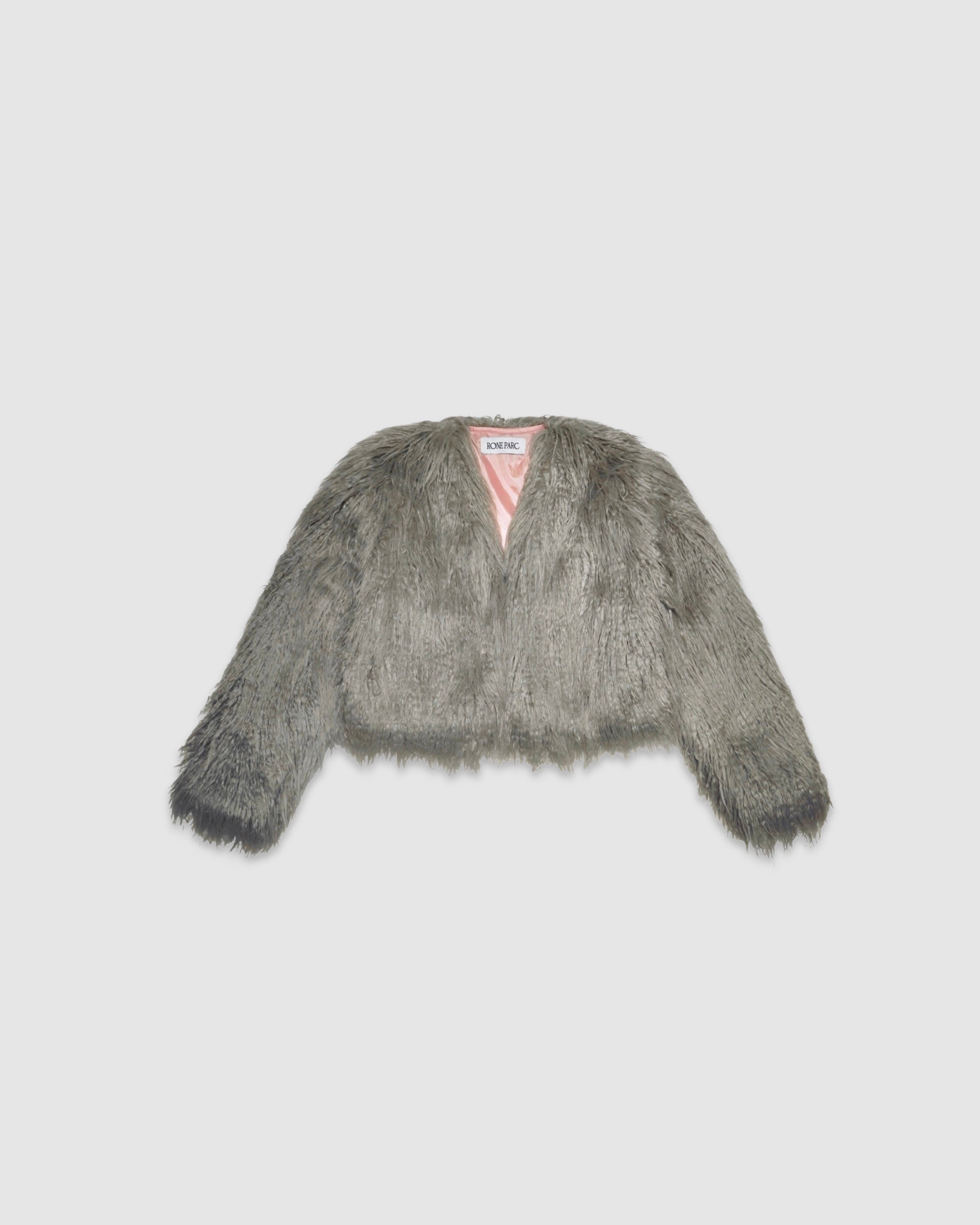 Faux fur short jacket (gray)