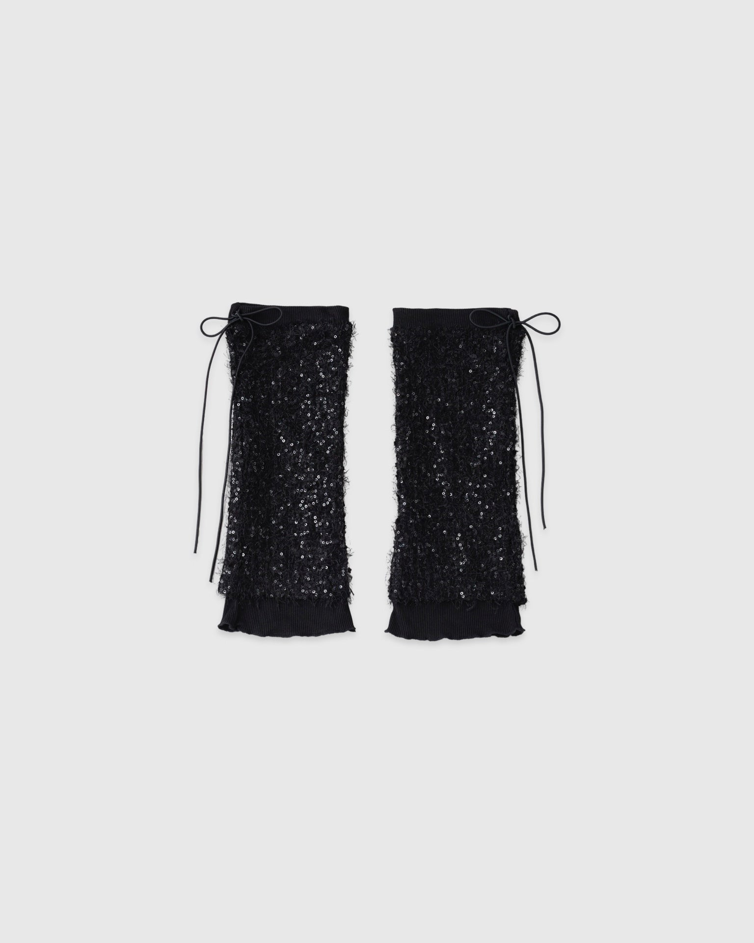 Spangle shaggy leg warmers (black)