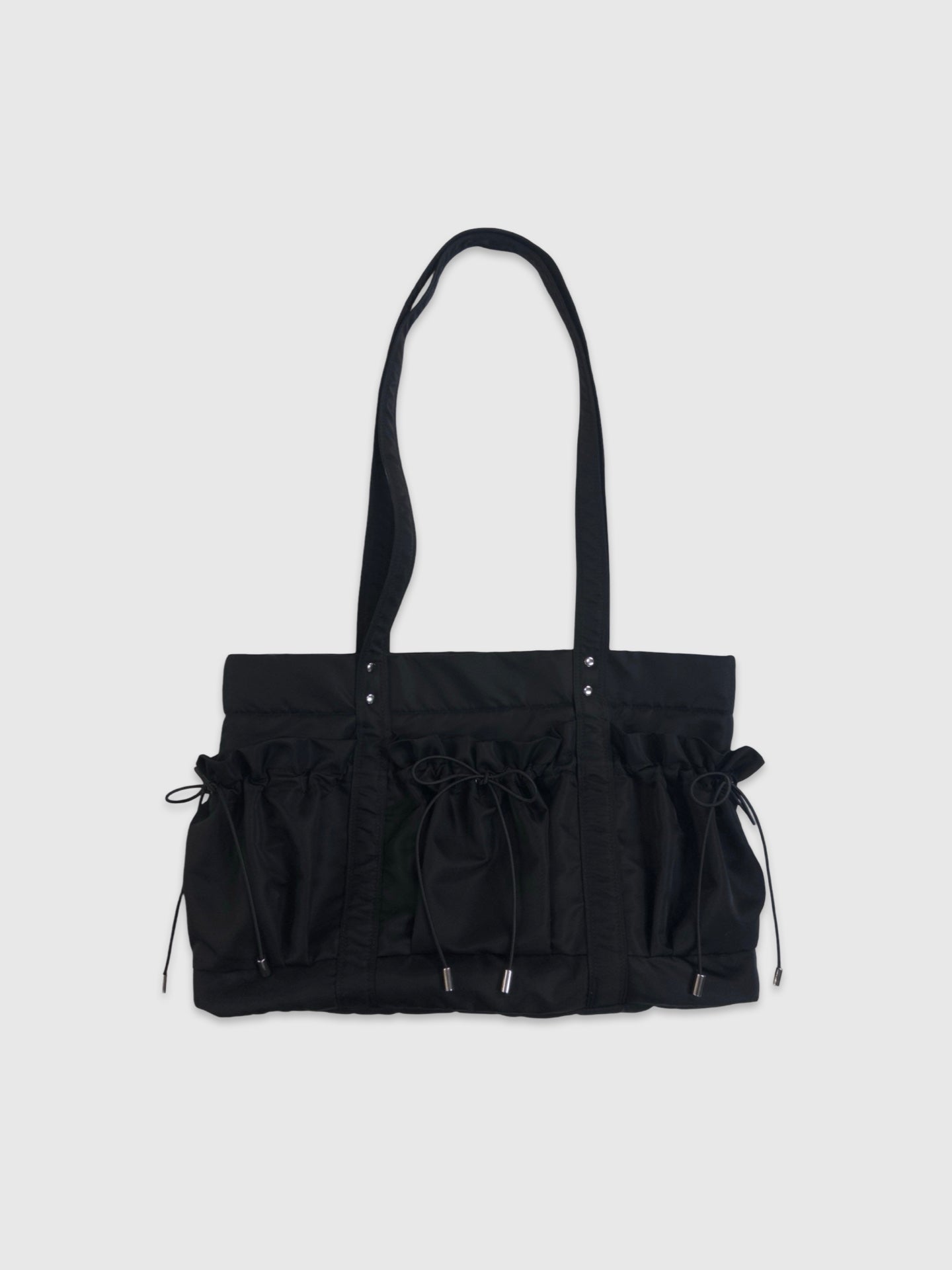 Drawstring pocket puffer bag (black)