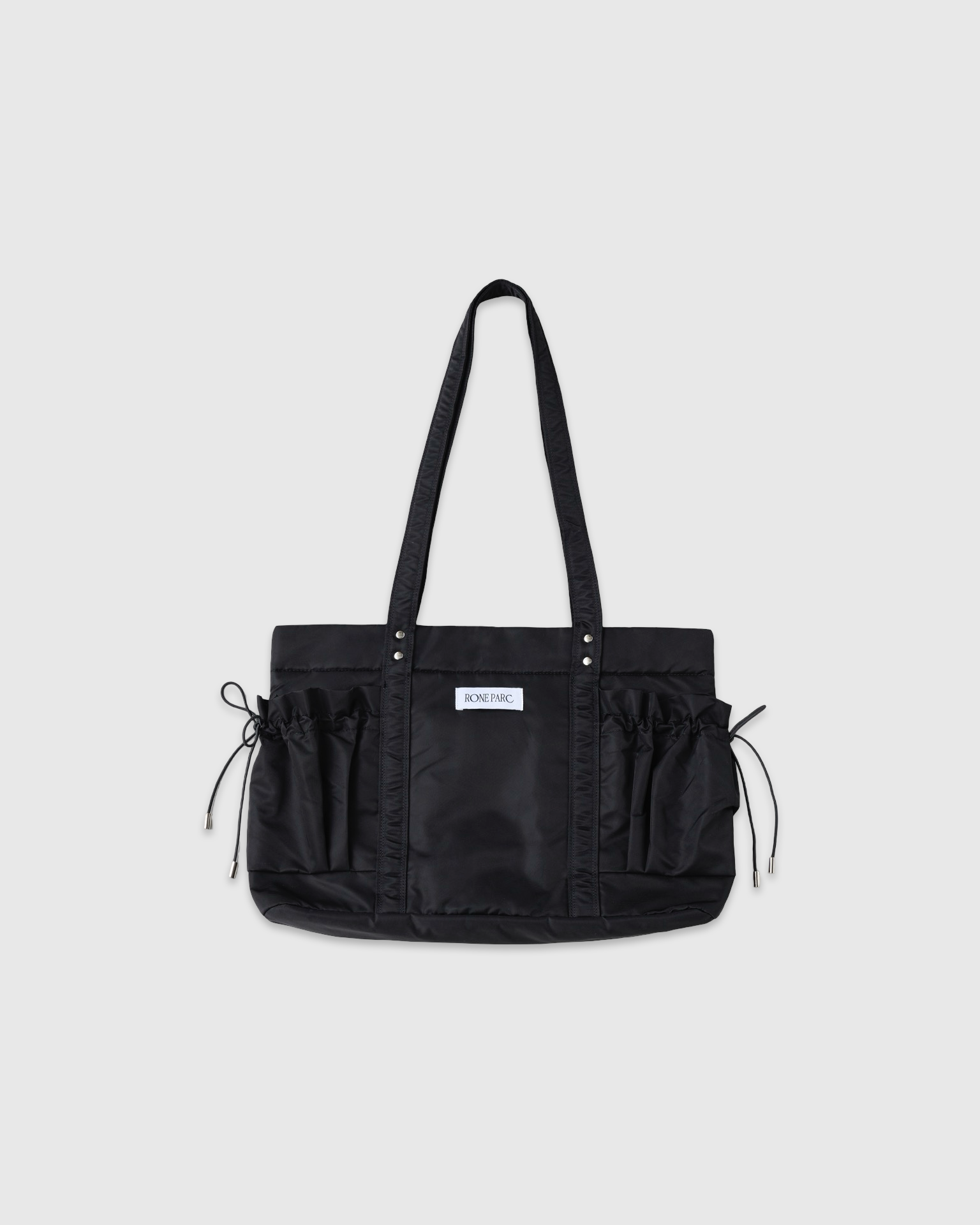 Drawstring pocket puffer bag (black)