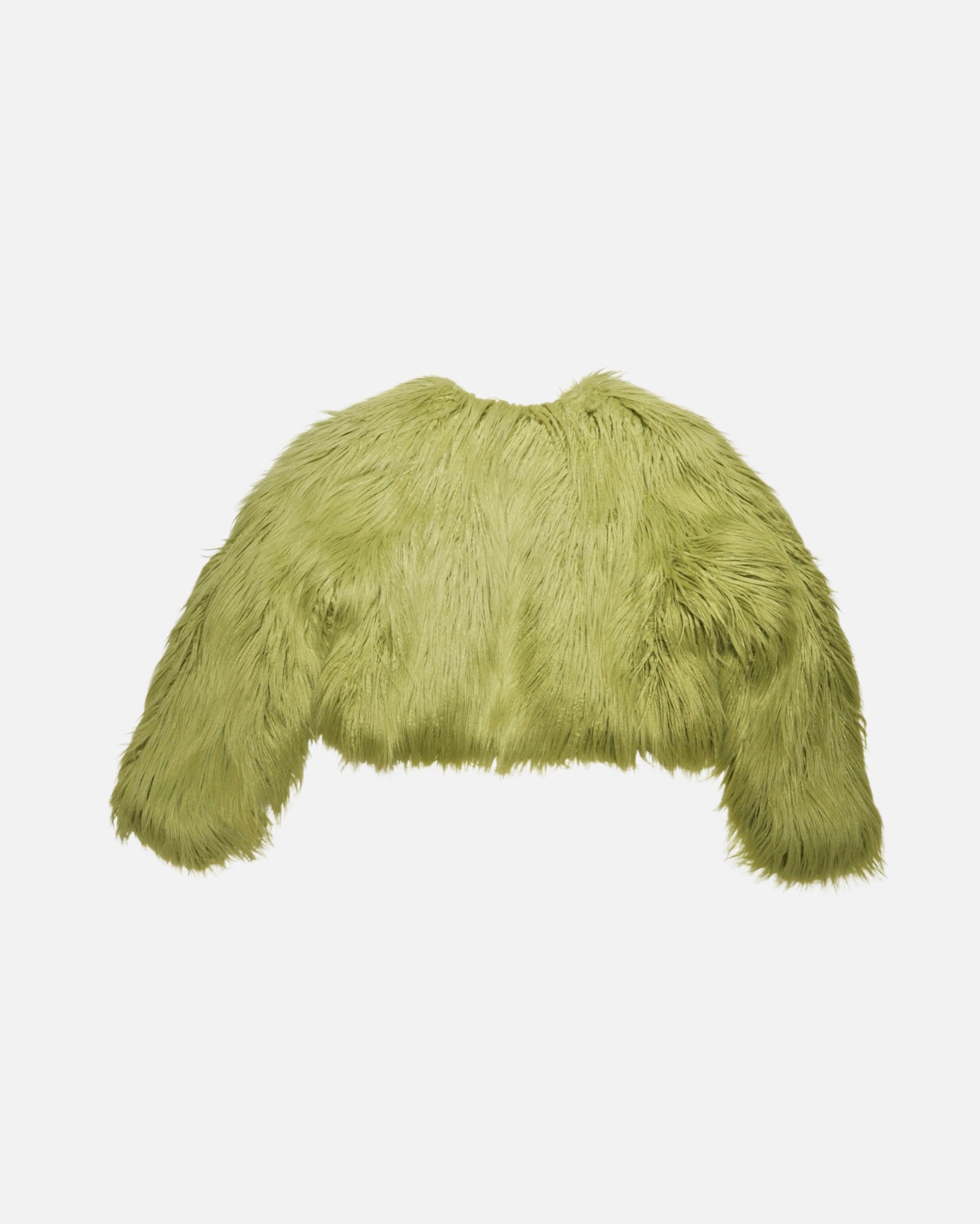 Faux fur short jacket ( lime yellow )