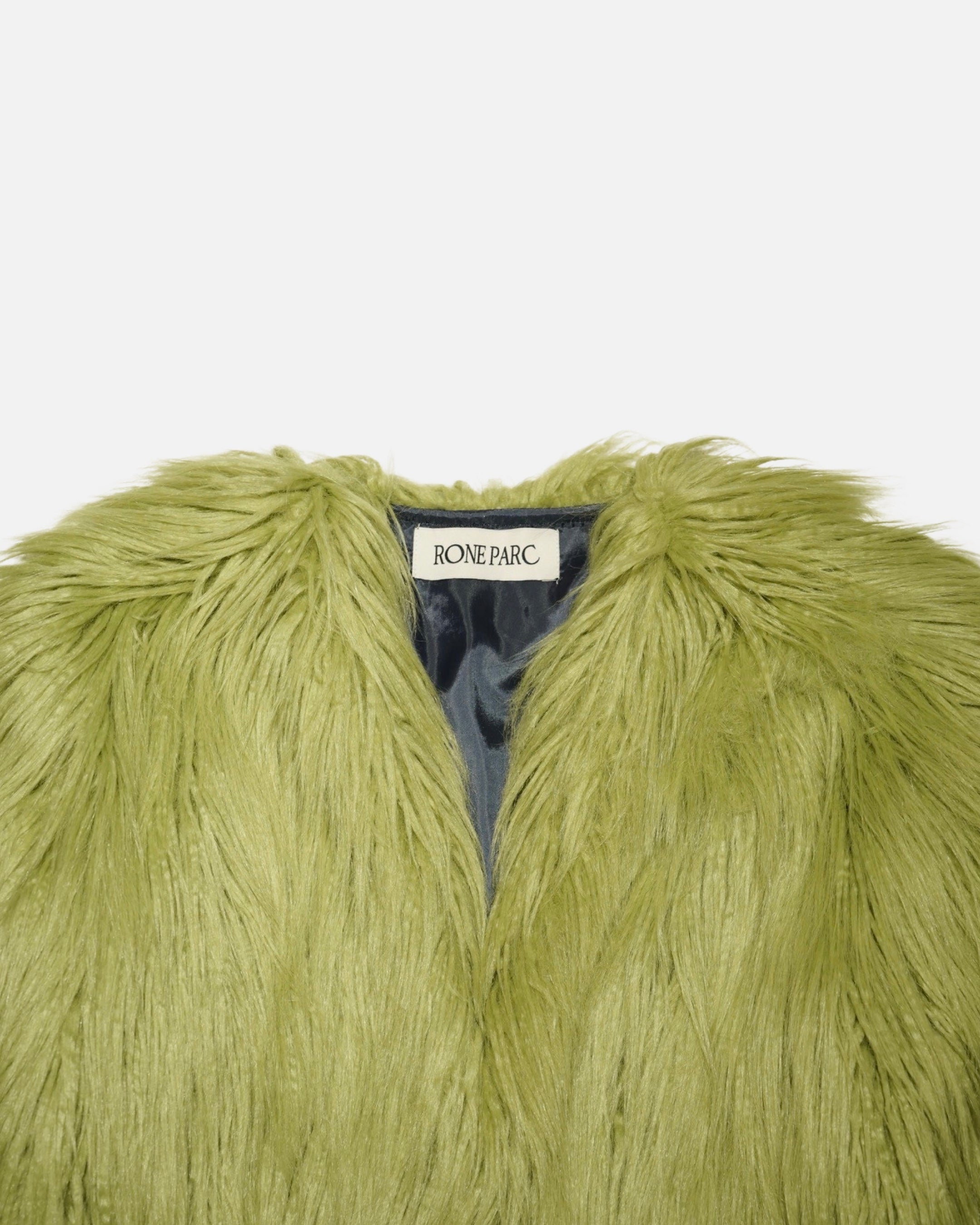 Faux fur short jacket ( lime yellow )