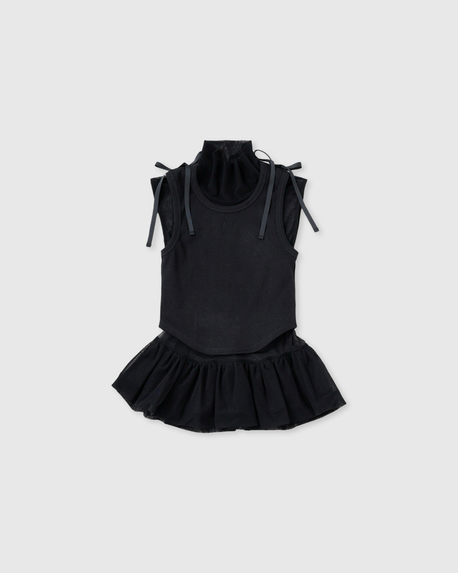 Peplum layered tank top (black)